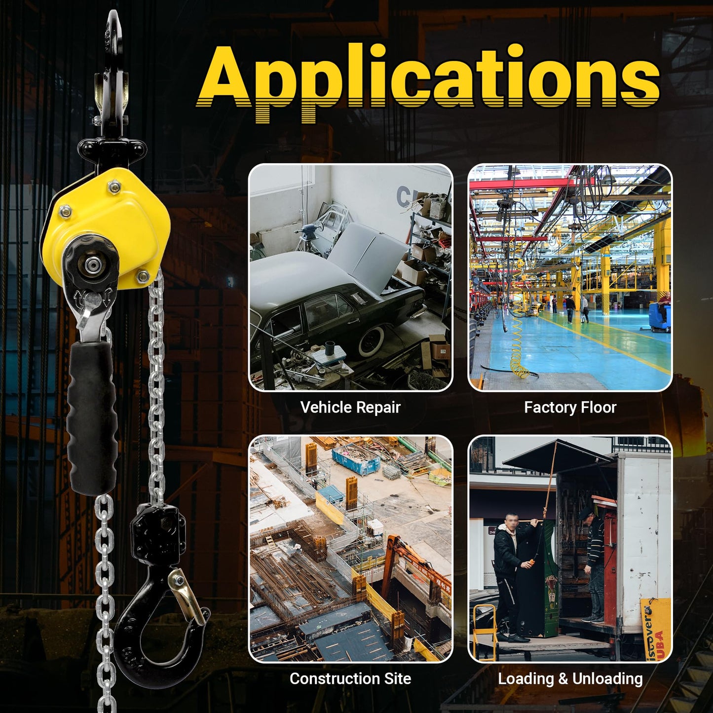Toriexon 550LBS Manual Lever Chain Hoist Mini Puller 1/4 Ton Capacity Portable Chain Come Along 5 Feet Lift G80 Chain Ratchet Lever Hoist with Hook