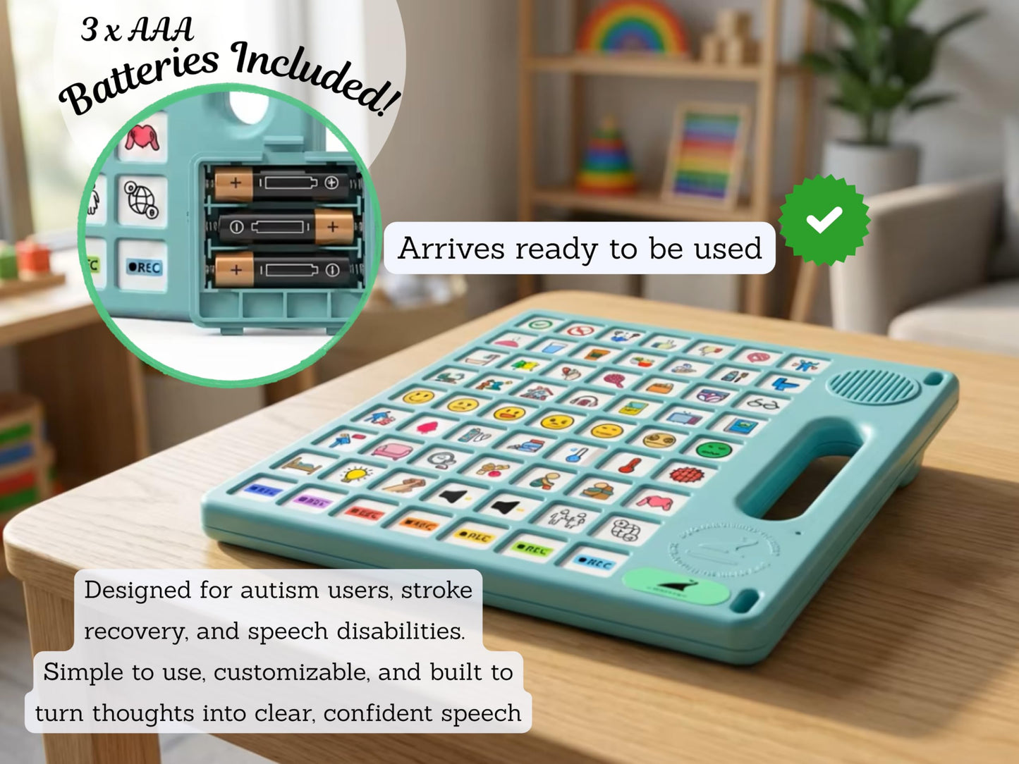 8 Languages AAC Device with 63 Buttons - Speech Tool for Autism - TBI, Talking, Communication Support for Nonverbal Users, ALS, Stroke, Apraxia, Aphasia - Intuitive Audio with Lanyard.