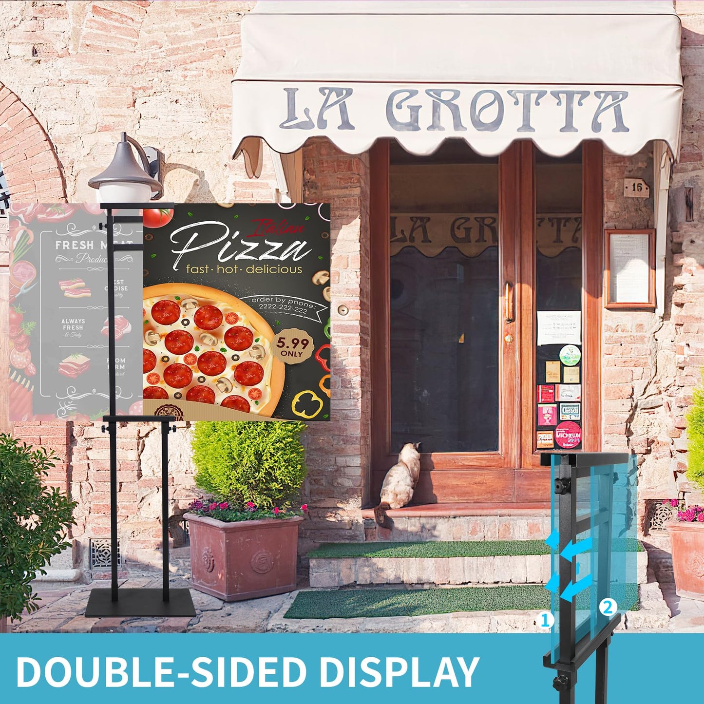 JR-MOV Poster Stand Heavy Duty - 1 Pack Adjustable Poster Board Stand Double-Sided Pedestal Sign Stand Floor Standing Sign Holder Height Up to 80 Inch for Display Banner Foam Poster Holder Stands