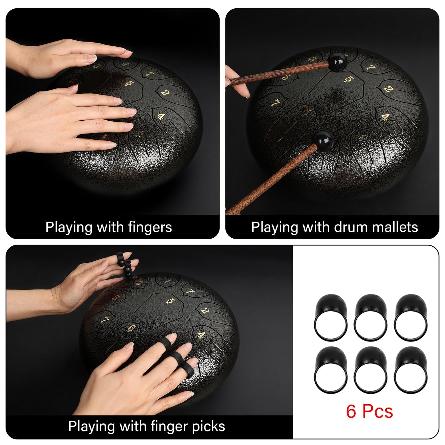 Steel Drum, 10 inch 11 Notes Steel Tongue Drum Meditation Healing Instrument D Key