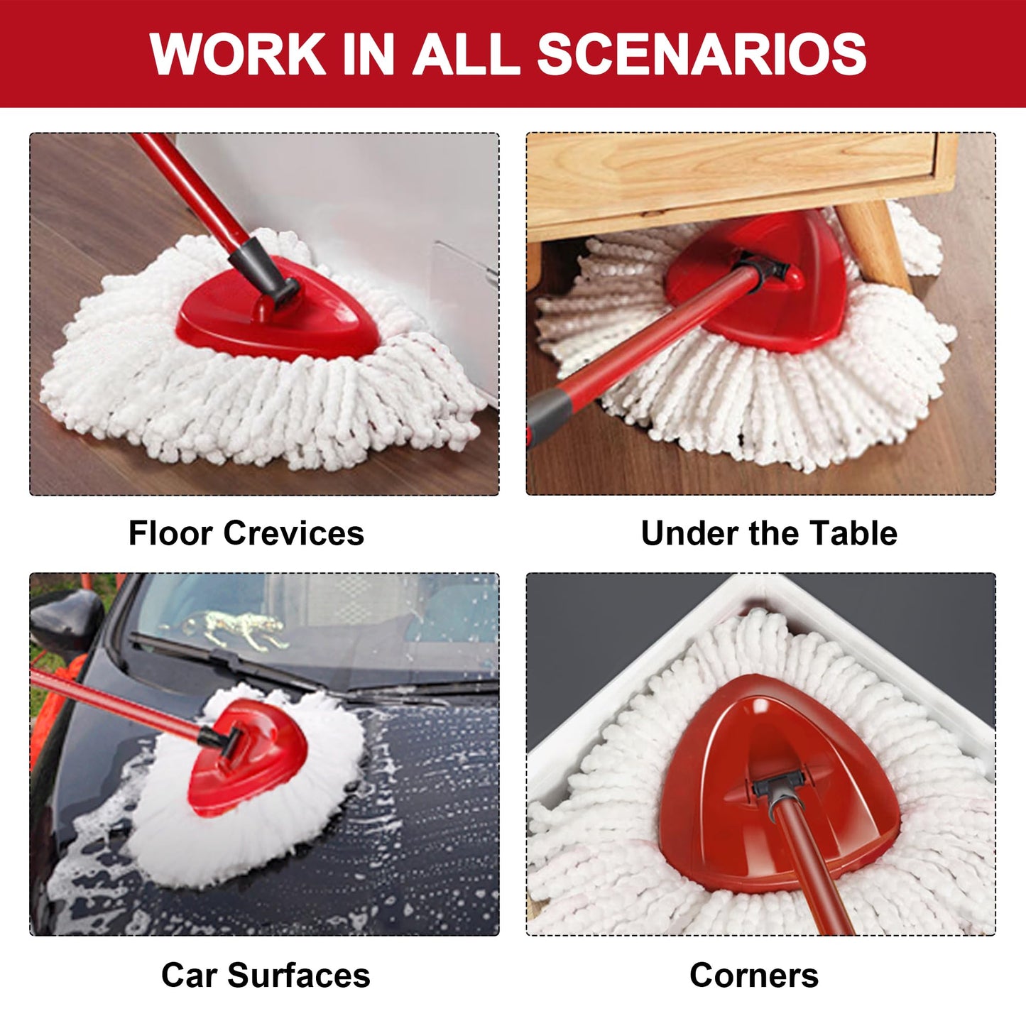 12 Pack Mop Replacement Heads for Vileda Mop Replace Head EasyWrin Spin Mop Heads Replacements, Microfiber Spin Mop Refills, Easy Cleaning Mop Head Replacement