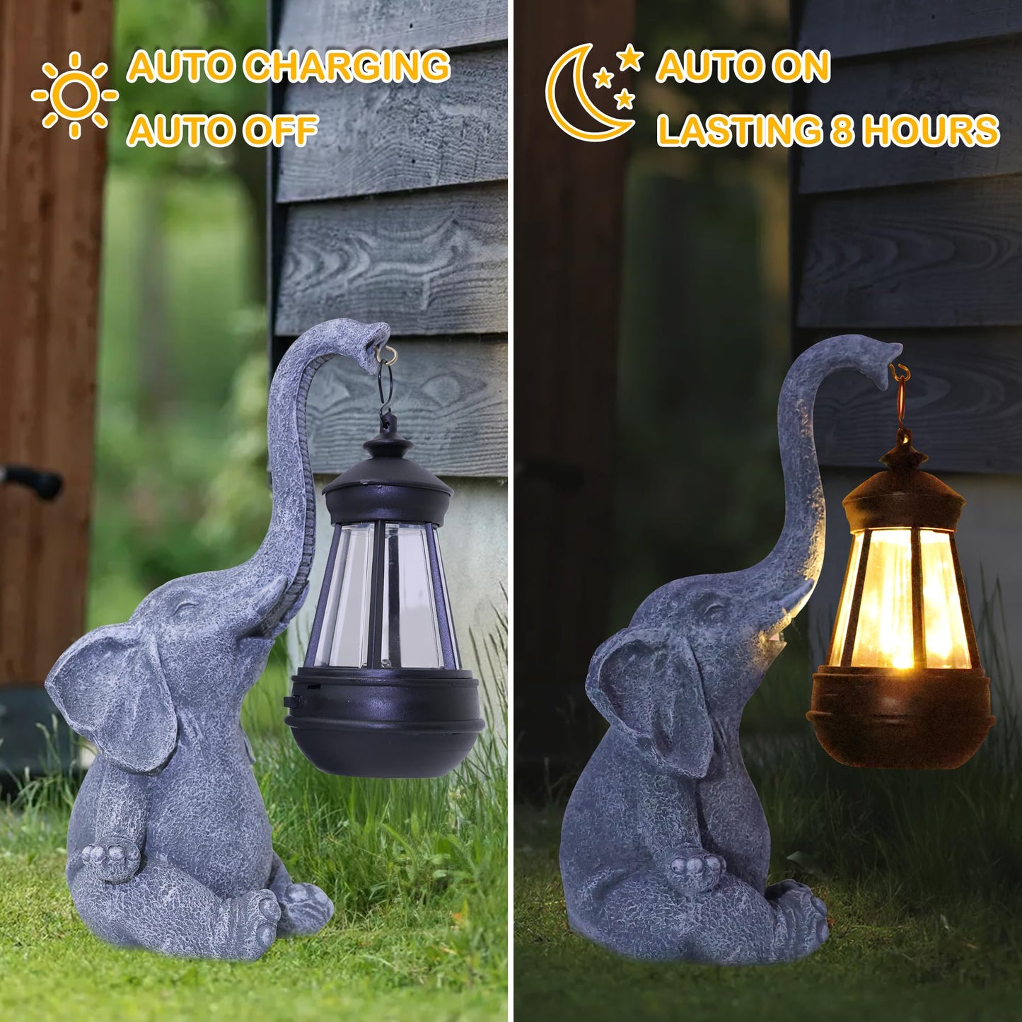 Attivolife Lucky Elephant Solar Light for Garden Decor, Outdoor Statue Waterproof Resin Figurines Lamp, Art Patio Lawn Easter Balcon Yard Ornament - Gifts for Women Mom Grandma Mother's Day Birthday