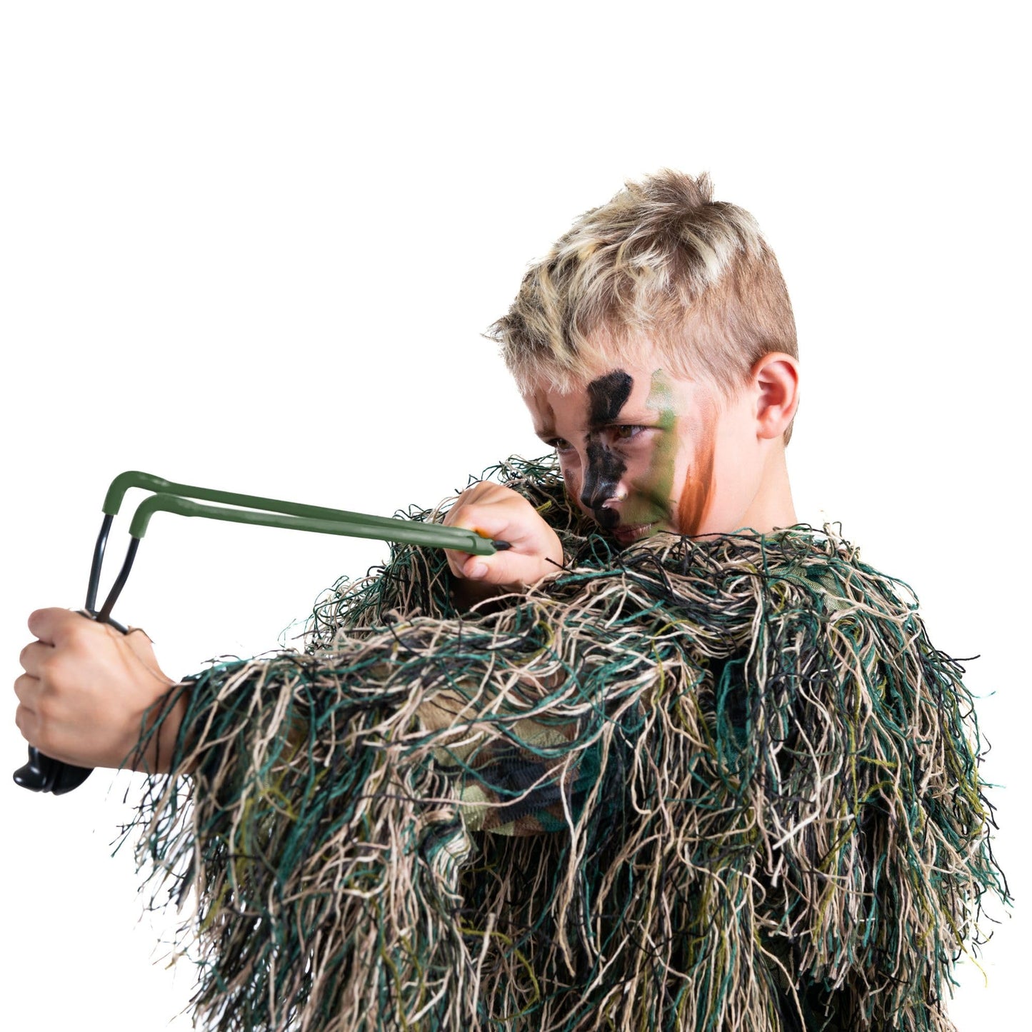 Arcturus Ultra-Lite Kids Ghillie Suit | Includes Bonus 3-Color Face Paint | Army | Sniper | Bush Halloween Costume