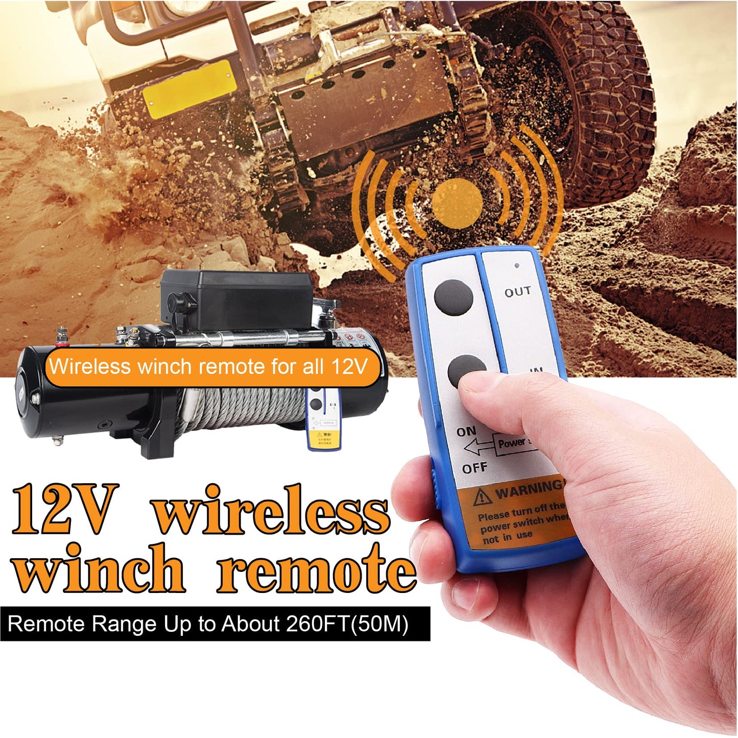 Torkettle 12V 500A Winch Solenoid Contactor Relay and Wireless Remote Control Kit Twin Range max 150ft for 8000lbs-17000lbs ATV UTV Winches
