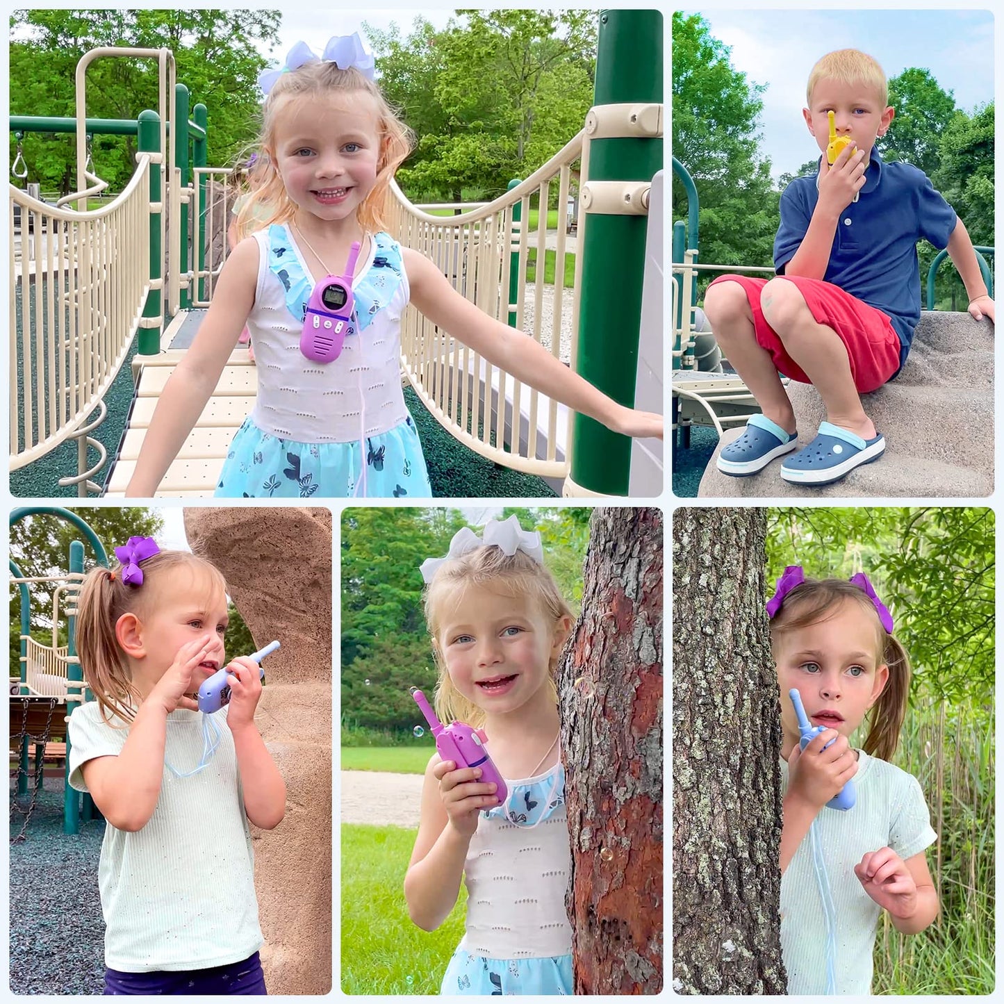 Inspireyes Walkie Talkies for Kids Rechargeable, 48H Working Time 2 Way Radio, Outdoor Hiking Camping Toys, Family Games, 3 Pack