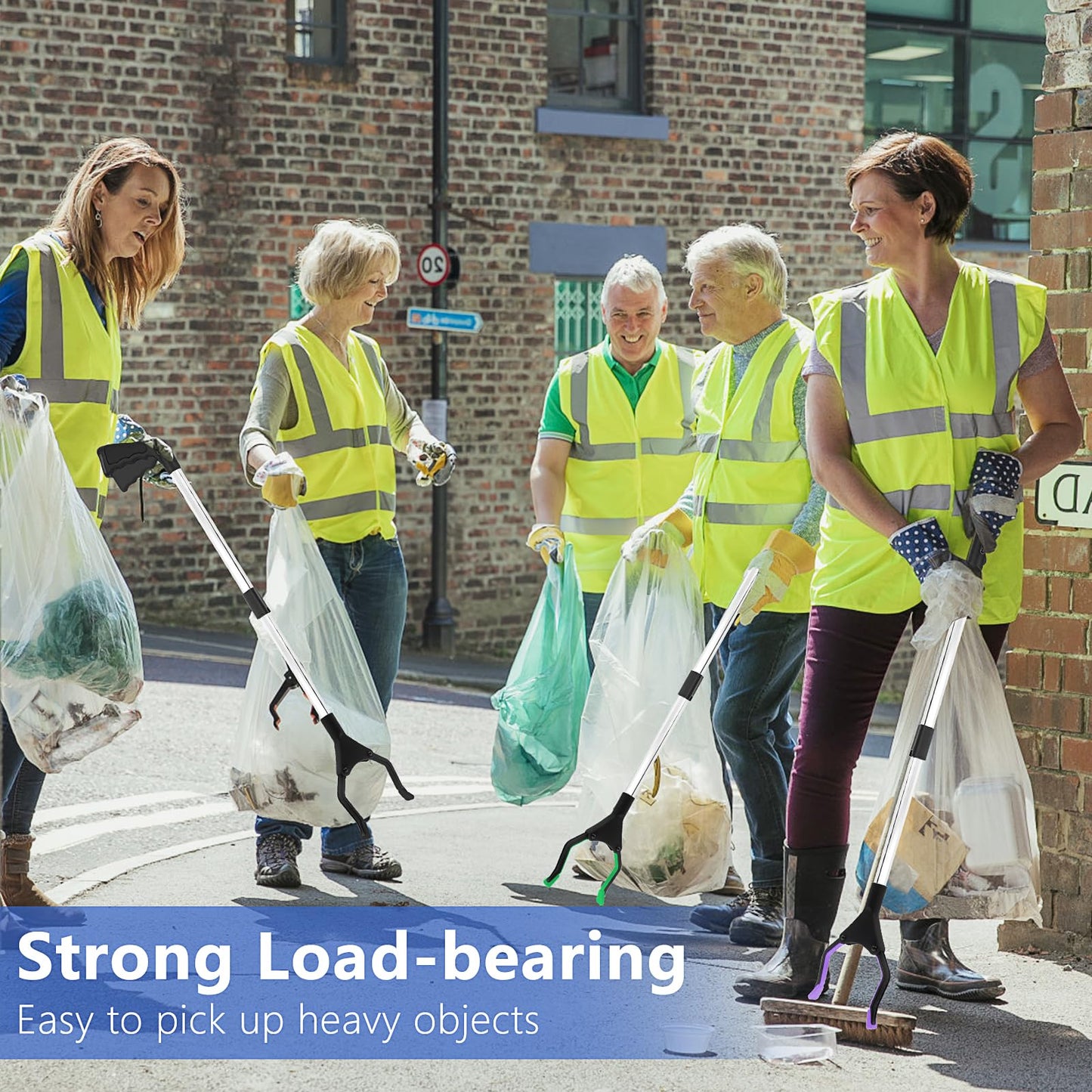 8 Pack Grabber Reacher Tool for Elderly, 32 Inch Foldable Pick up Stick Grabber Lightweight Reaching Tool Long Handy Mobility Aids for Trash Pick Up, Litter Picker, Arm Extension, 5 Color