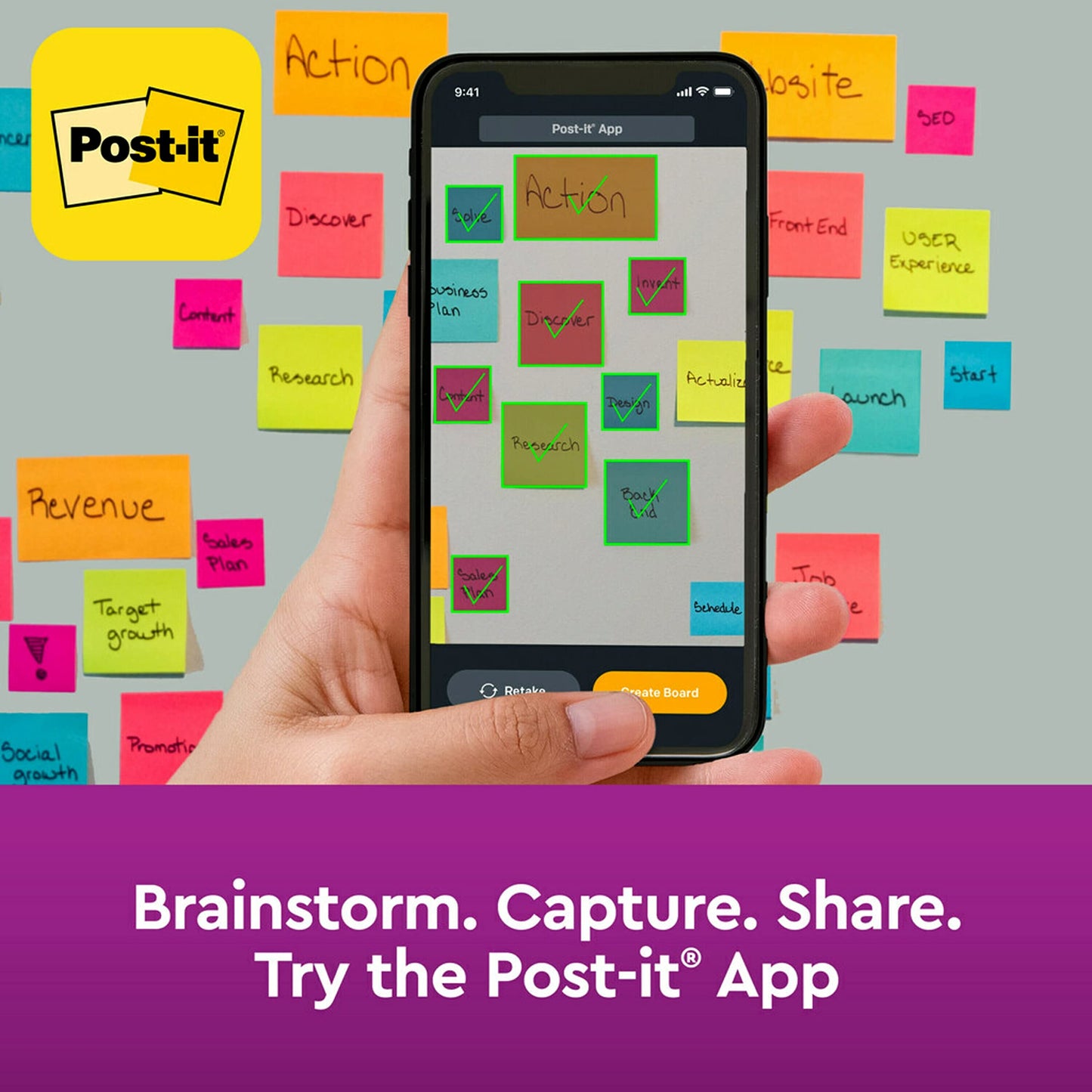 Post-It Notes Dispenser for 3" x 3" Sticky Notes, Includes 12 Pads Super Sticky Notes