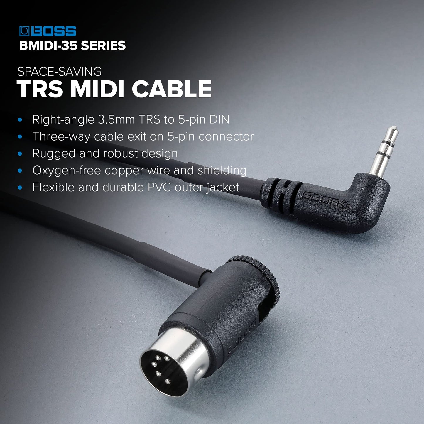 BOSS MIDI Cable (BMIDI-2-35) 2 Feet, Compatible with MIDI to 3.5mm Devices
