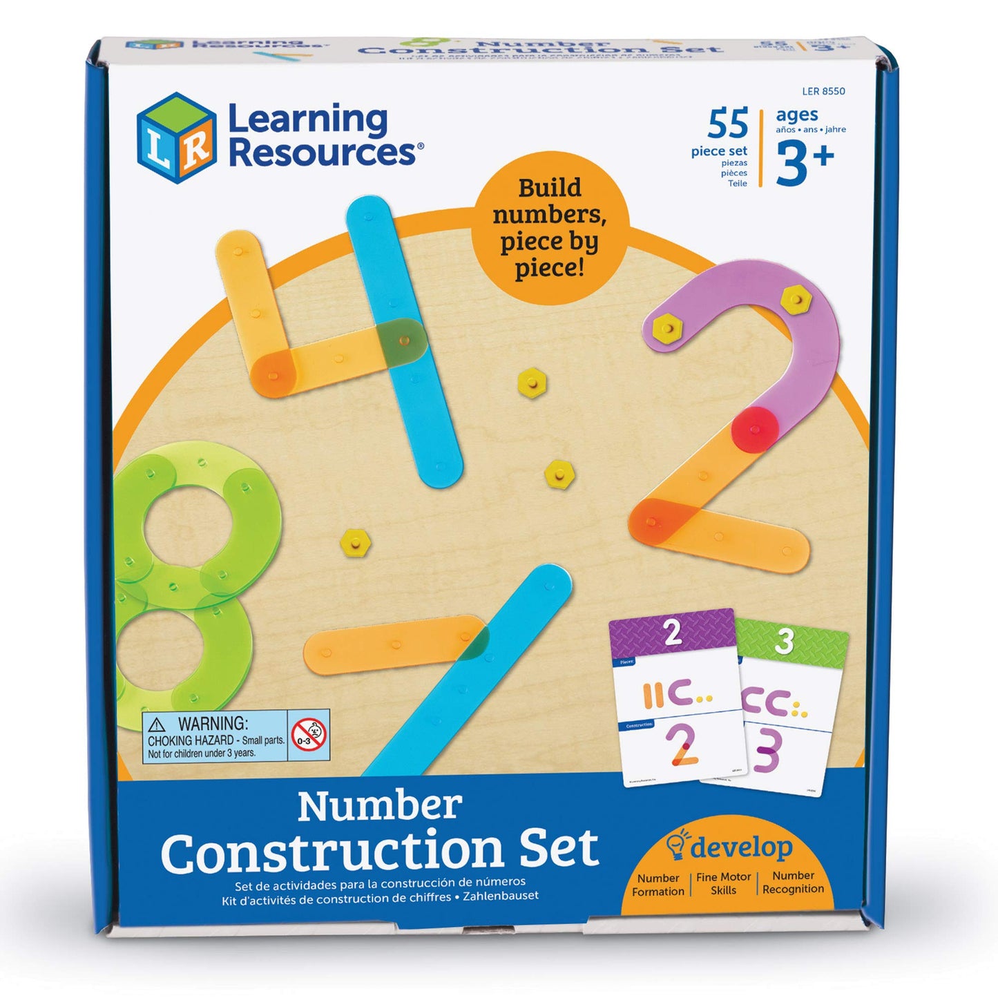 Learning Resources Number Construction, 50 Pieces - 10 L x 1-1/2 W in, Multicolor (LER8550)