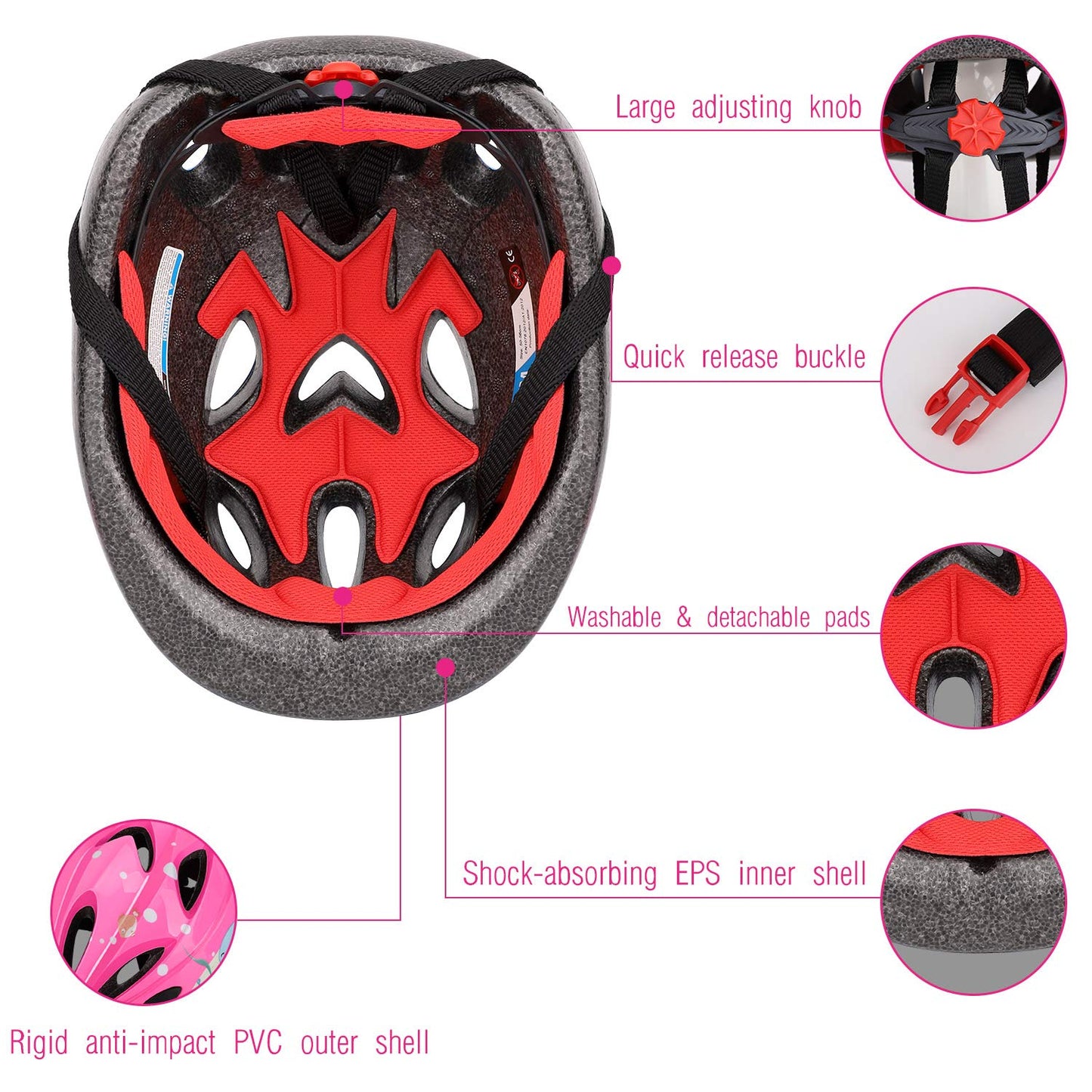 MoKo Kids Bike Helmet, Toddler Helmet for Ages 3-10, CPSC & CE Certified Scooter for Skateboard Roller-Skating Bicycle, Sports Protective Gear Set Knee Elbow Wrist Pads for Boys Girls
