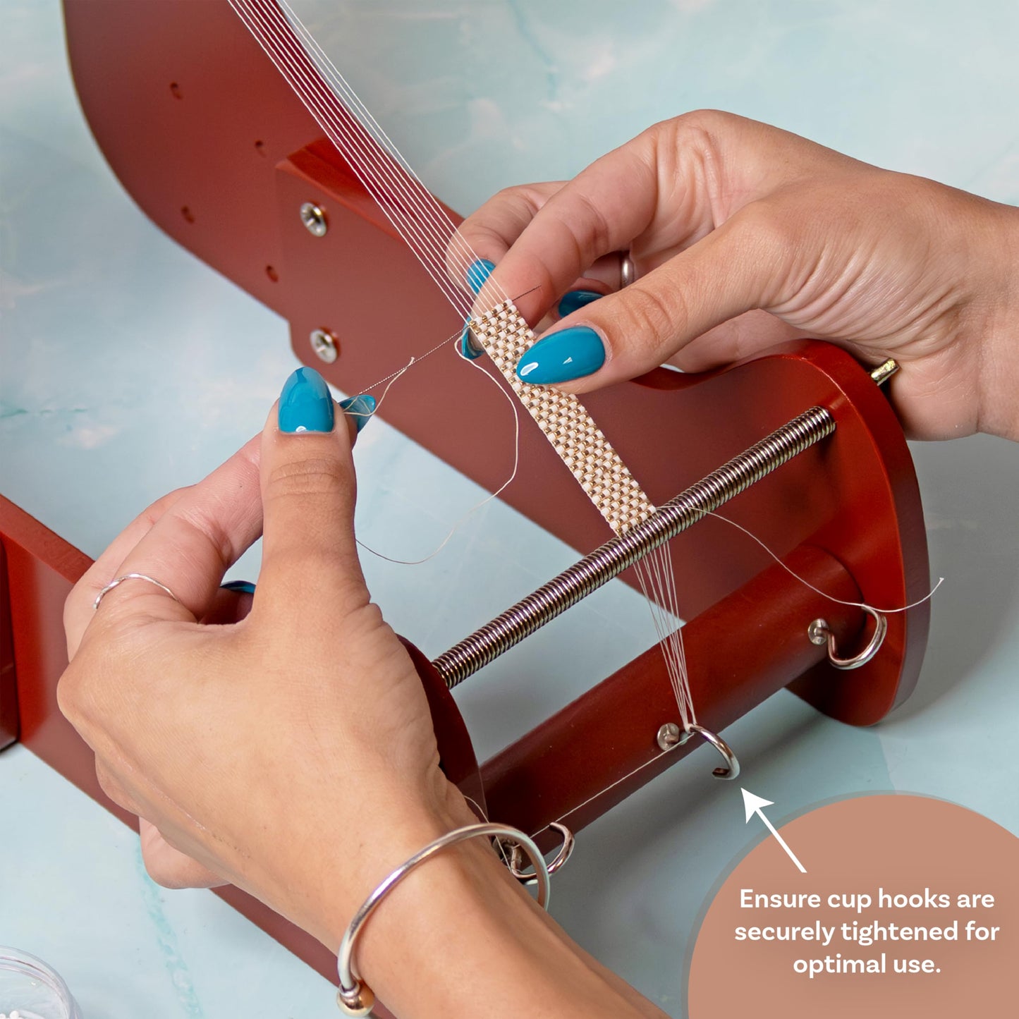 The Beadsmith ComfortLoom - Adjustable Standing Beads Loom with 4 Length Settings, Ergonomic Angled Design, Work Area 7.5” to 10.5”, Jewelry Making Kit, Patent Pending