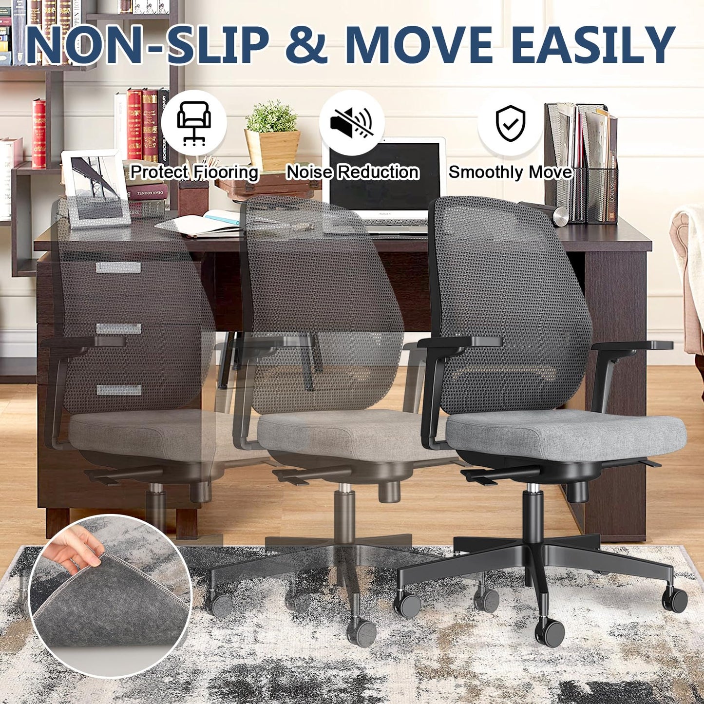 ZOKBOM Office Chair Mat, 36"x48" Printed Chair Mat for Hardwood Floor with Non-Slip Backing, Washable Home Office Floor Protector (C)
