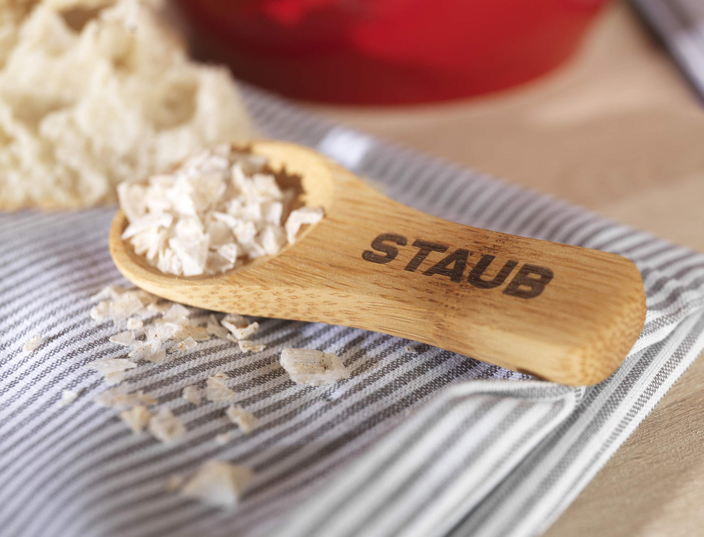 STUAB Kitchen Ceramic Salt Crock with Wooden Spoon - Cherry