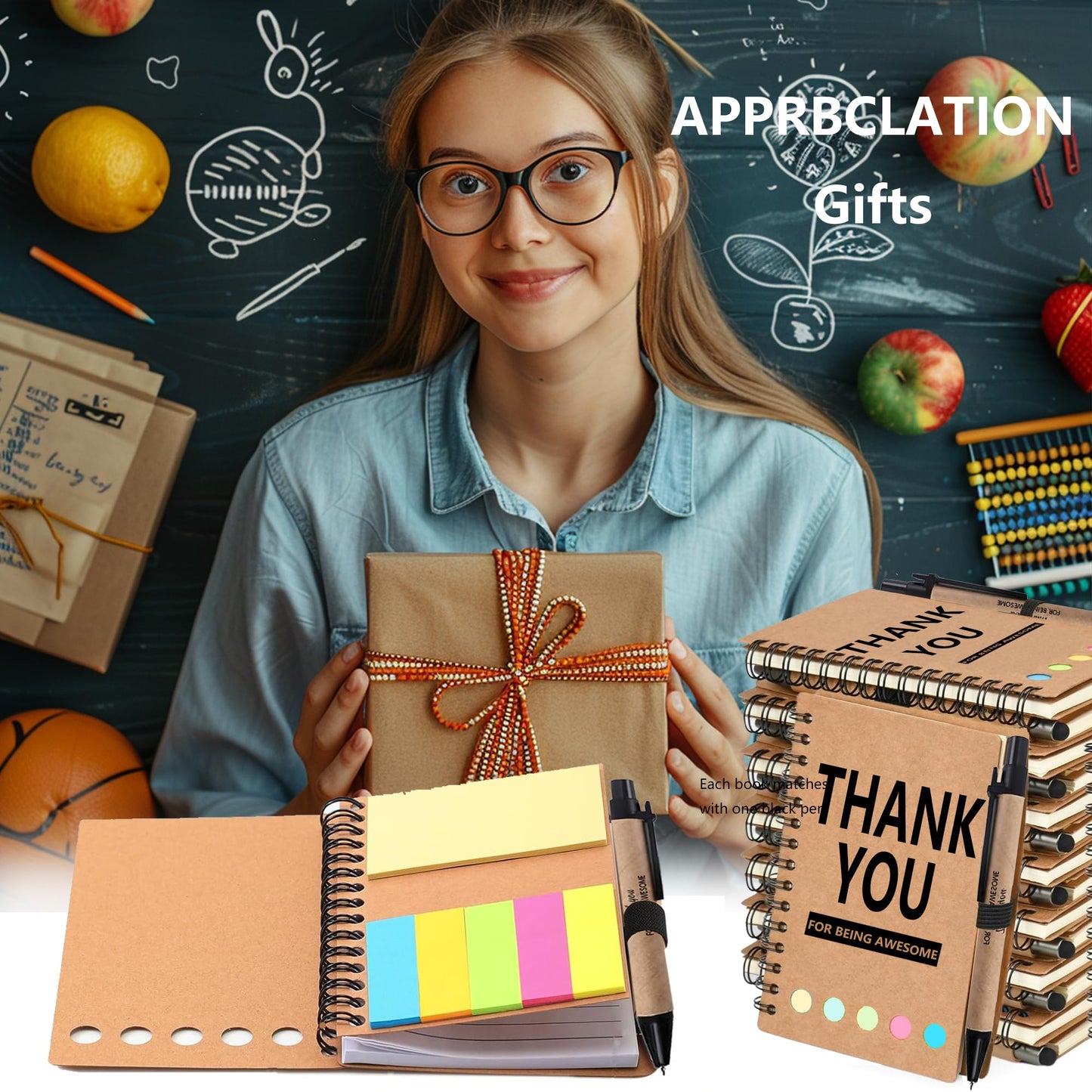 Dhjkko 24pcs Employee Appreciation Gifts Bulk,Staff Appreciation GiftsThank You Gifts Perfect for Teachers Nurses Coworkers Graduation with Sticky Note Notepad and Ballpoint Pen