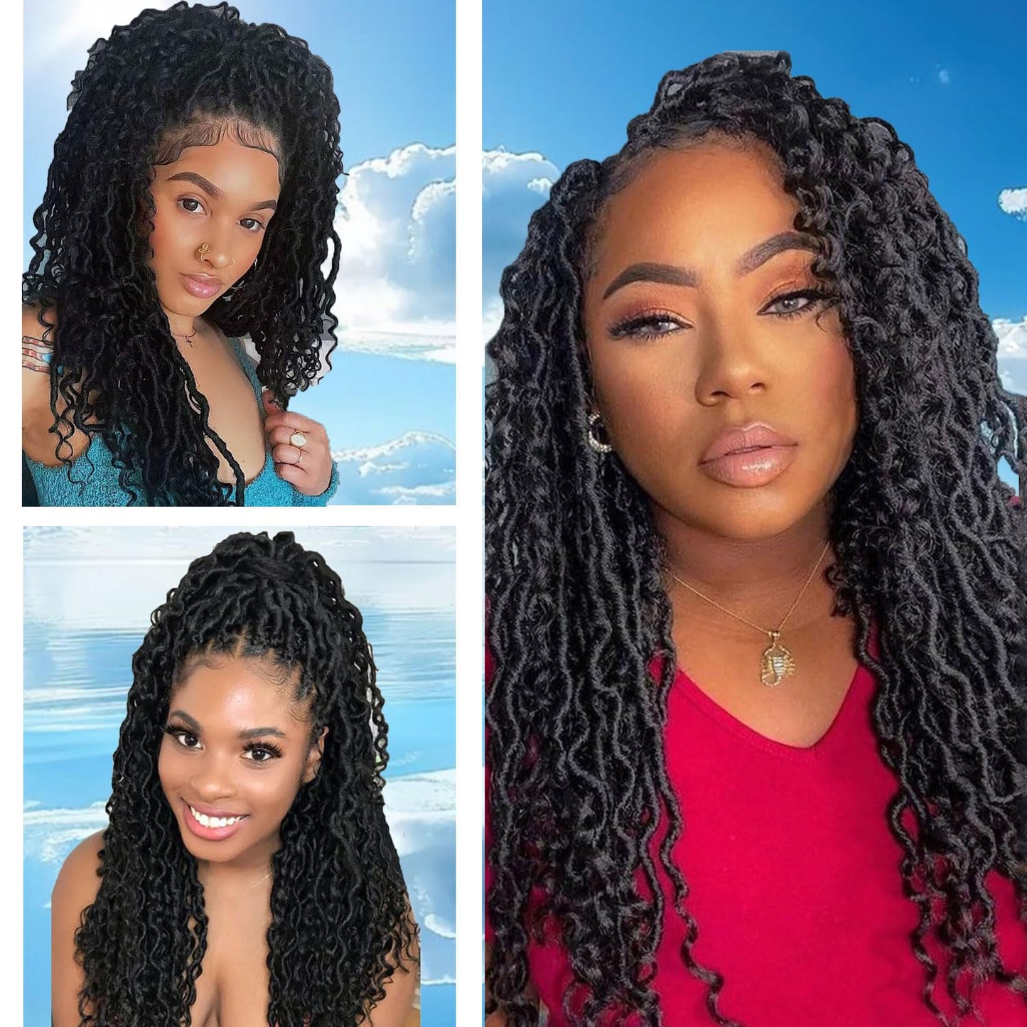 LMZIM 18 inch Goddess Locs Crochet Hair 8 Packs Boho Faux Locs Crochet Braids for Black Women Soft Locs Crochet Hair Pre Looped 1B