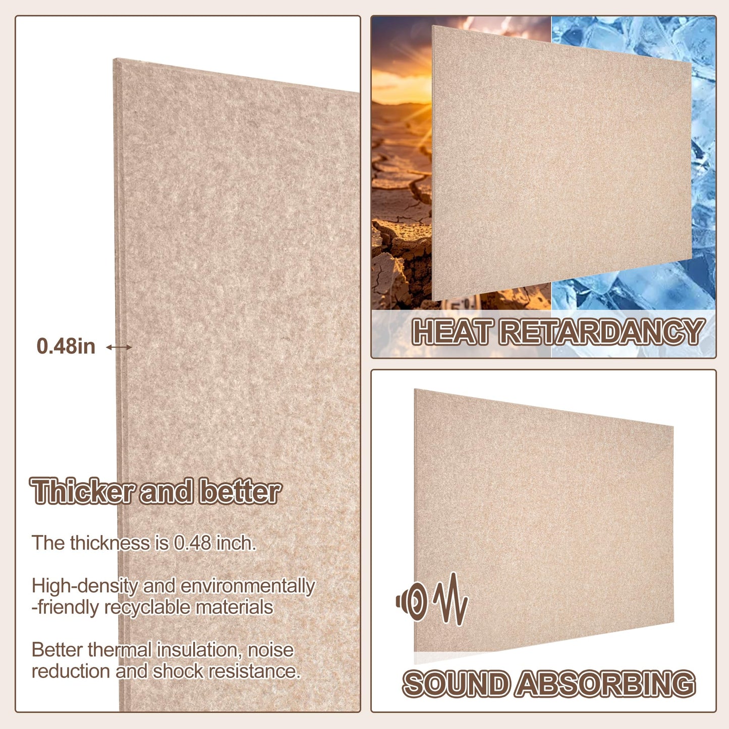 PTPDgPg Thickened Bulletin Board - 24X16 in | Felt Cork Boards for Decorating Walls | Foldable Photo Display with Sticky Tape and 30 Push Pins | Notice Board for Office,School and Home | Camel 2Pcs