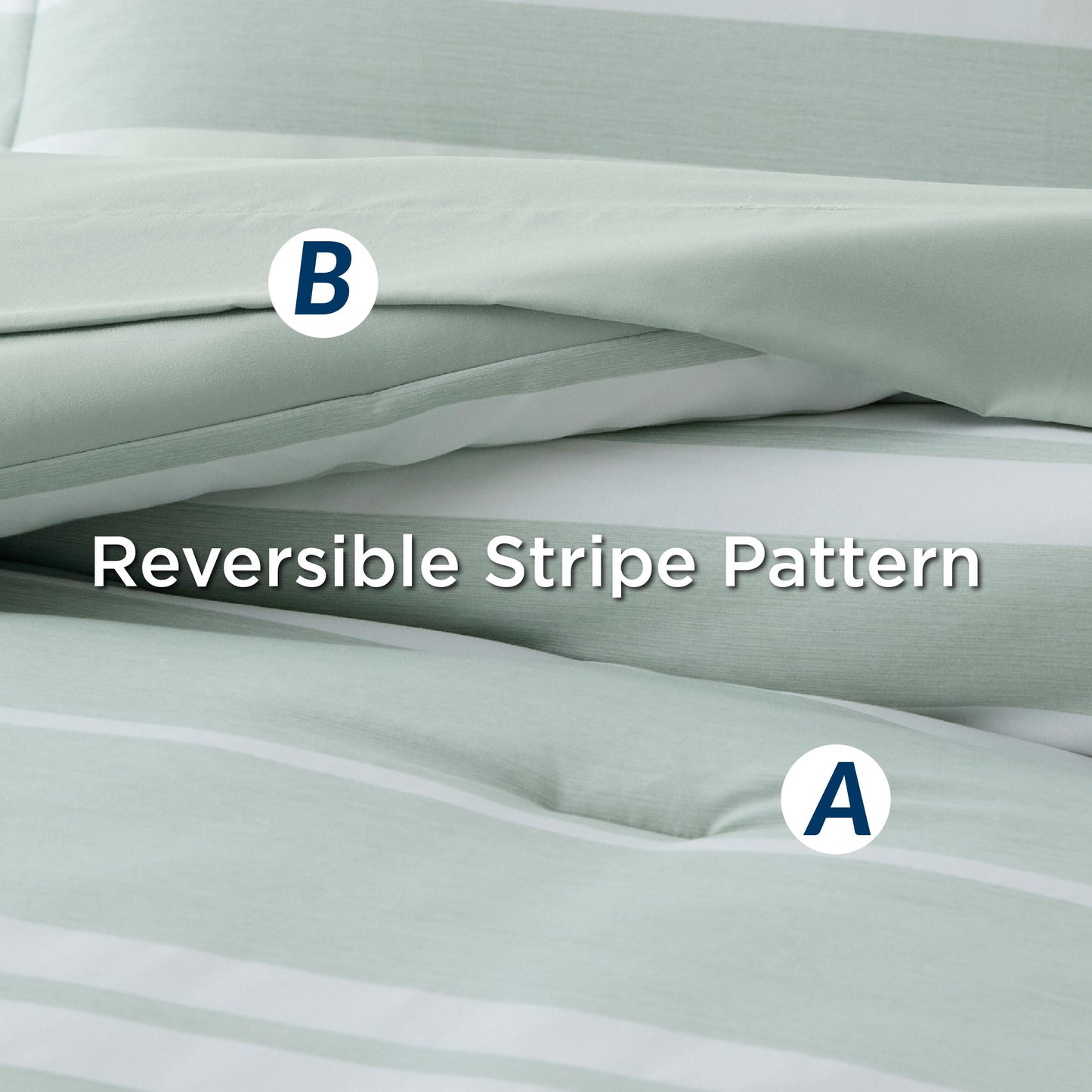 Bedsure Bed in a Bag Full Size 7 Pieces, Sage Green White Striped Bedding Comforter Sets All Season Bed Set, 2 Pillow Shams, Flat Sheet, Fitted Sheet and 2 Pillowcases