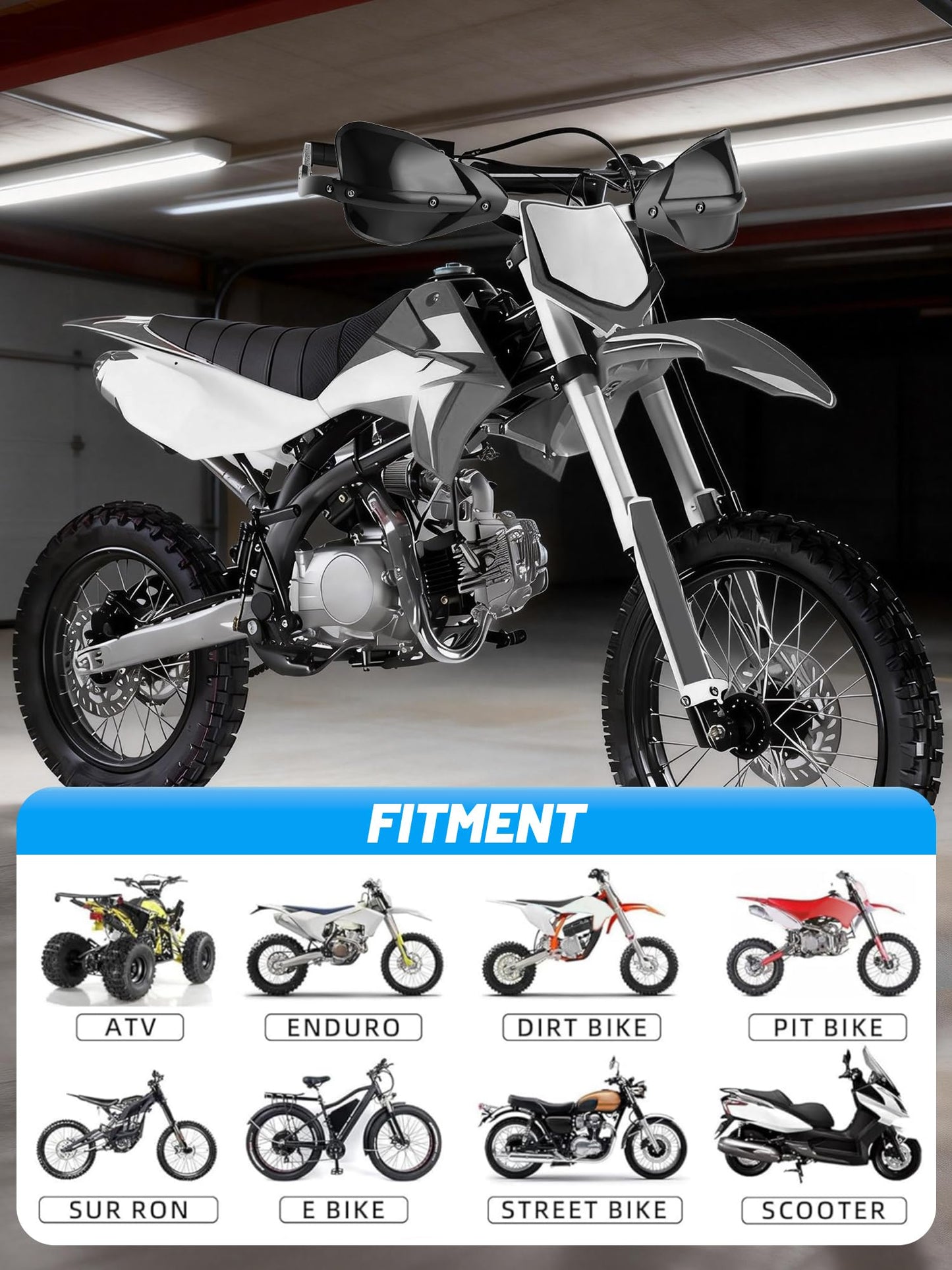 JFG RACING Dirt Bike Handguards,Universal 7/8" and 1 1/8" Brush Handlebar Motorcycle Hand Guards for Dirtbike Snowmobile Enduro Motocross Supermoto Scooter ATV Off Road Accessories - Black