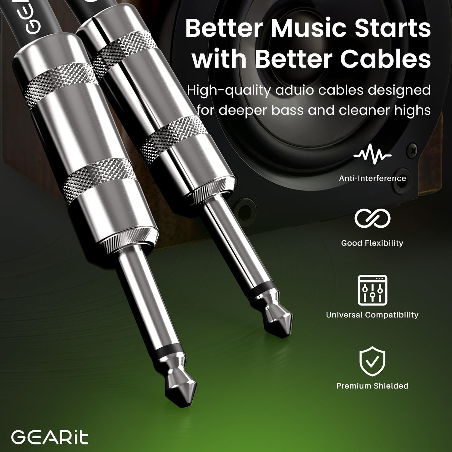 GEARit Professional Speaker Cable (50ft) 12AWG Pure Copper 1/4 inch to 1/4 inch TS Straight Male to Male for Amplifier, Speaker Cabinet, PA and DJ Audio