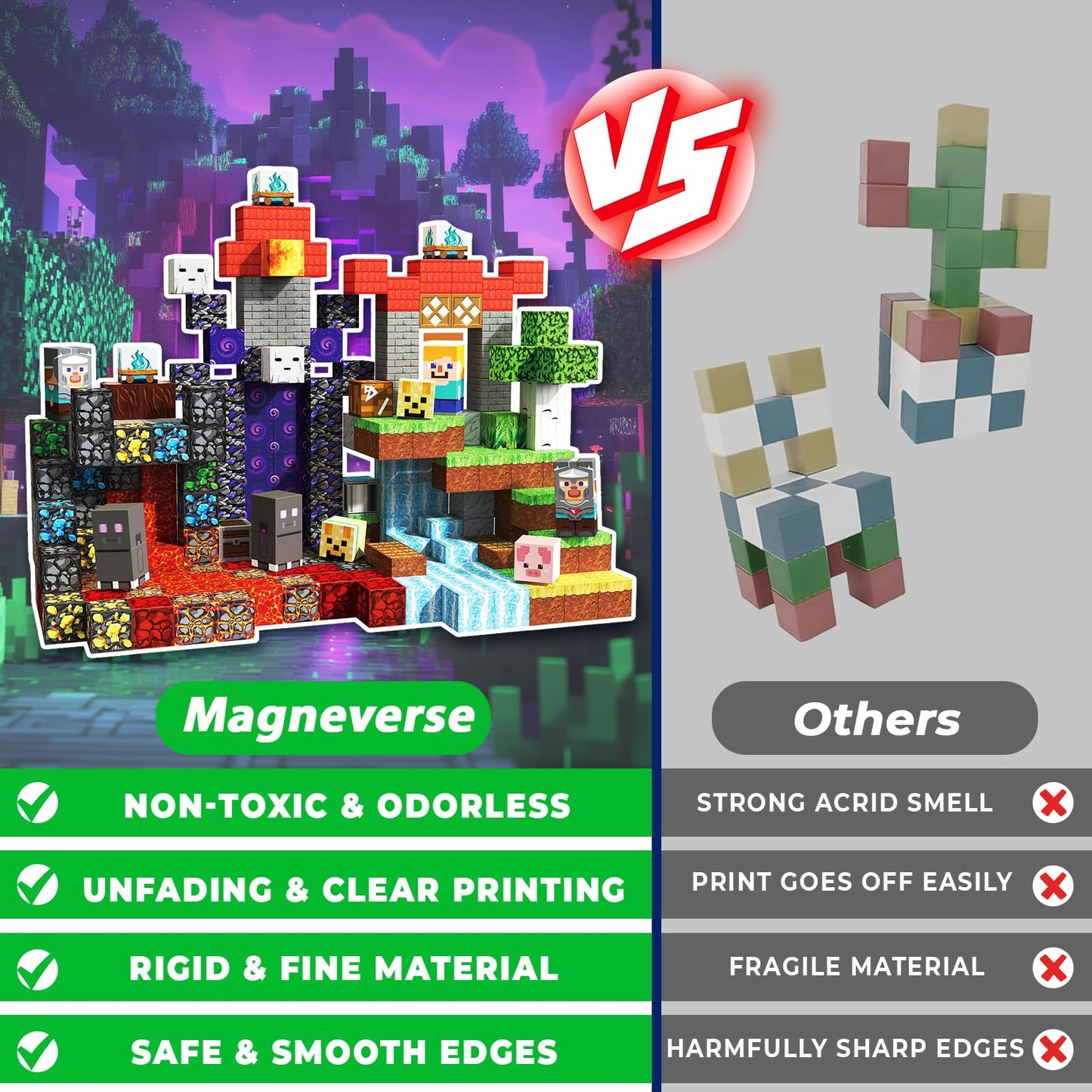 Annexfun Magnetic Blocks - 240PCS Magnetic Building Blocks for Kids Magnet Cubes Toy for Boys Girls STEM Building Sensory Stacking Constructions Toys Christmas Birthday Gifts for Kids Aged 4 5 6-10