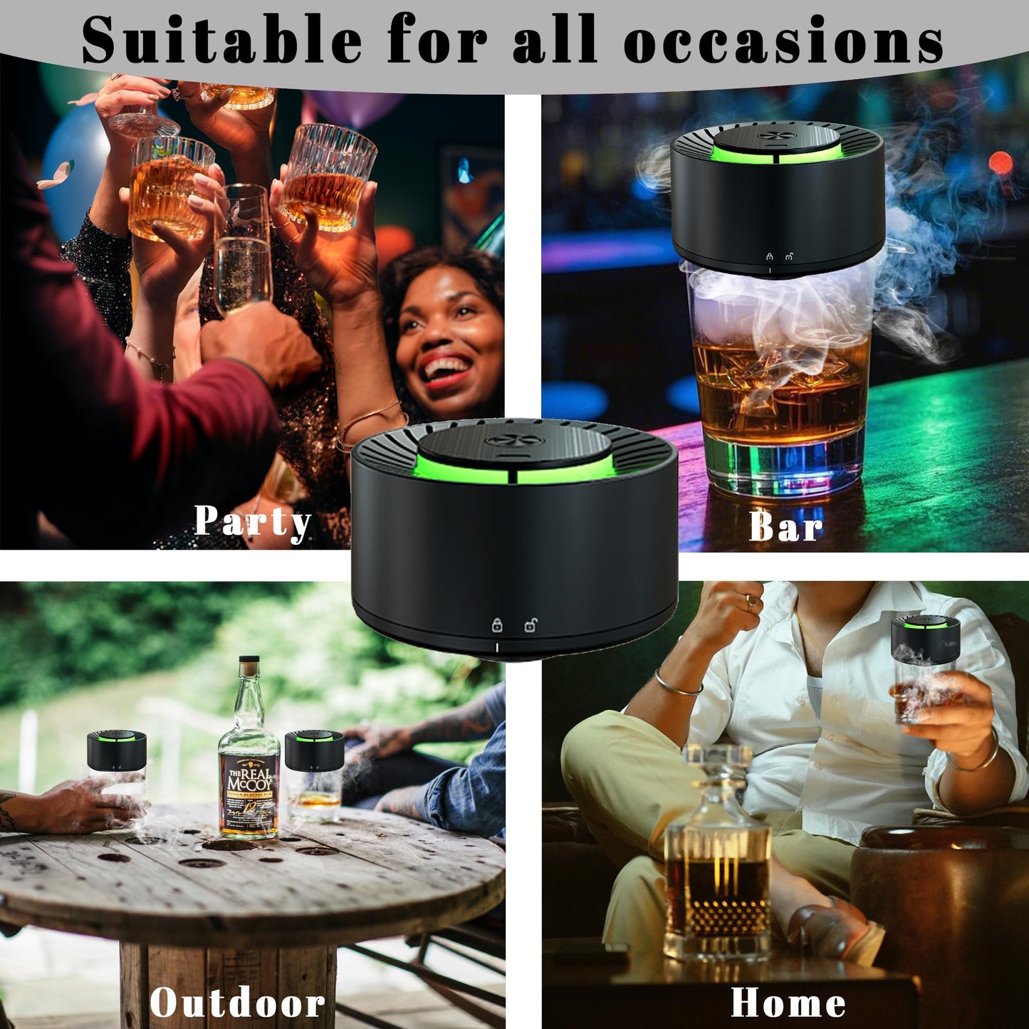 Electric Whiskey Smoker Kit,Rechargeable Cocktail Smoker Kit Built-in Lighter with LED Light and 6 Wood Chips, Old Fashioned Smoker Kit, Bourbon Whiskey Gift Ideas for Men/Dad/Husband