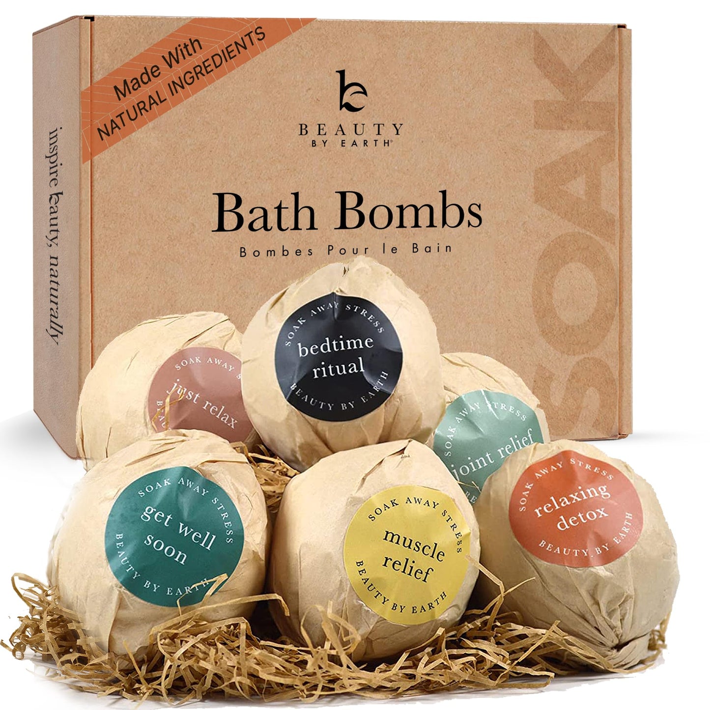 Bath Bombs Gift Set - Made with Organic & Natural Ingredients, Relaxing Spa Gifts for Women, Men & Kids