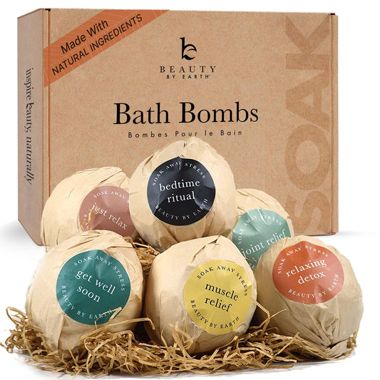 Bath Bombs Gift Set - Made with Organic & Natural Ingredients, Relaxing Spa Gifts for Women, Men & Kids