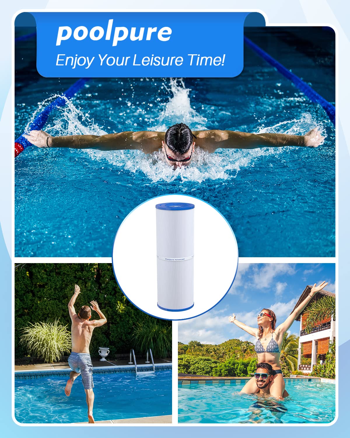 POOLPURE PLFPRB50-IN Spa Filter Replaces Pleatco PRB50-IN, PRB50IN, Unicel C-4950, Filbur FC-2390, Jacuzzi J210/J220/J235/J245/J275, Guardian 413-212-02, 373045, 5X13 Drop in Hot Tub Filter, 2 Pack