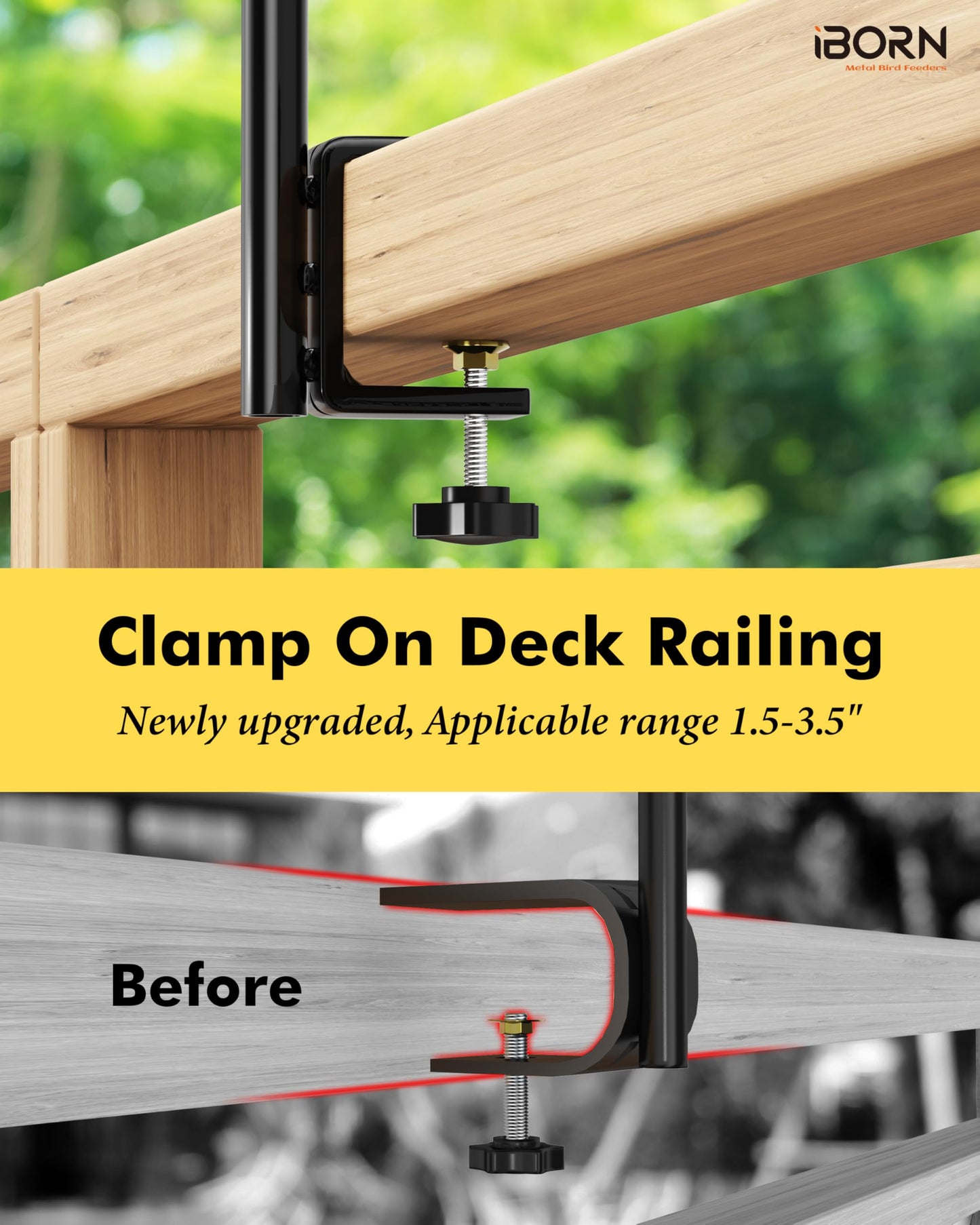iBorn Bird Feeder Hook for Deck Railing Outside Hanging for Hummingbird Feeders for Deck Hanger,3 Hooks 360 Degree Swivel,Attracting Wild Birds Feeder Planter Hanger (Feeders are Not Included)