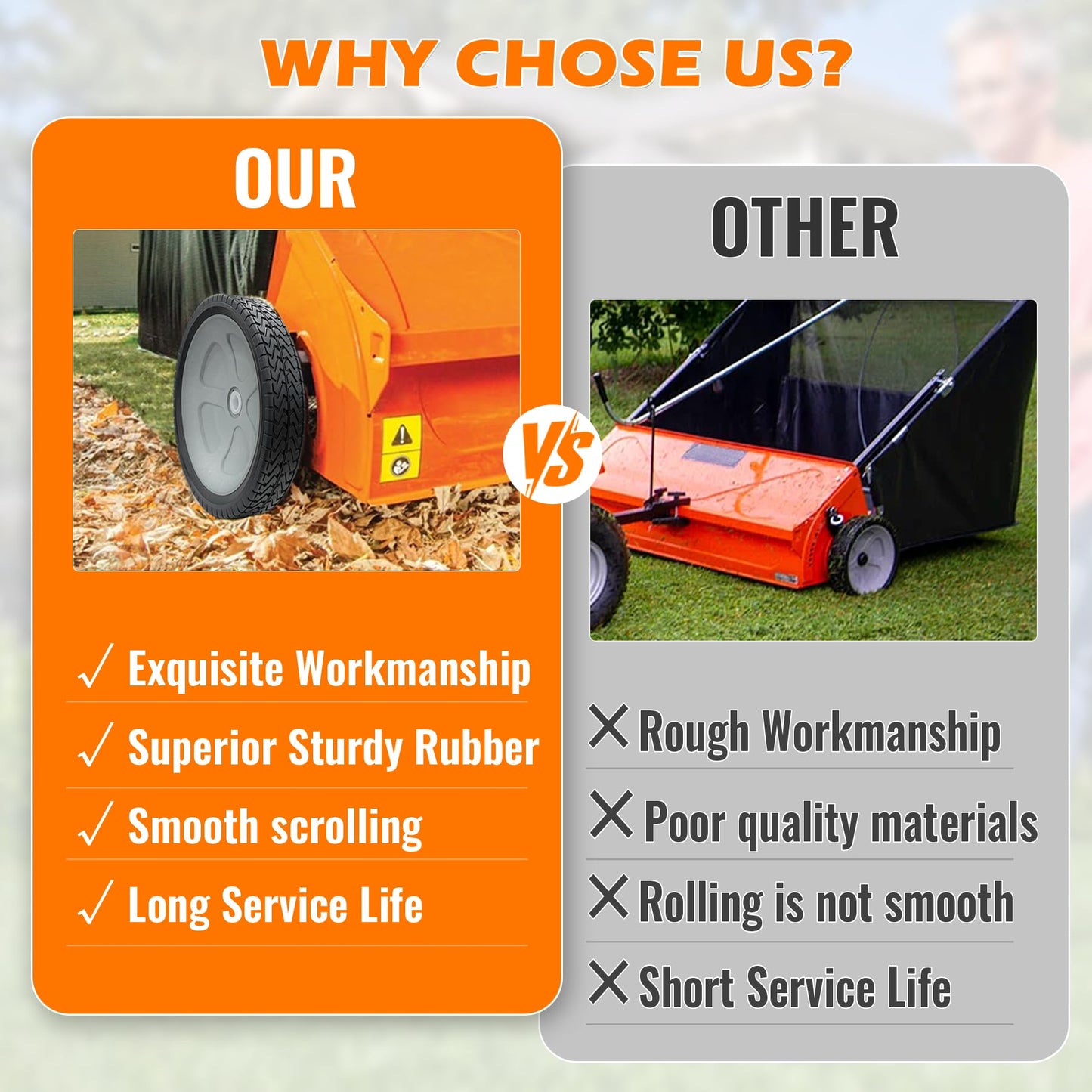 40987 Lawn Sweeper Wheel Tire Complete Assembly Set Compatible with Craftsman Tow-Behind Lawn Sweeper 2 PCS