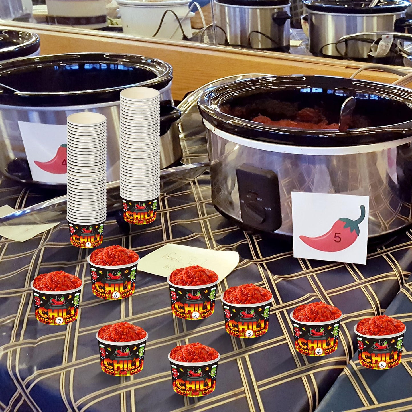 Tkifoda 200 Pcs 4 Oz Chili Cook Off Cups - Paper Construction, Black, Modern Style - 4 Oz Capacity, Ideal for Chili, Soup