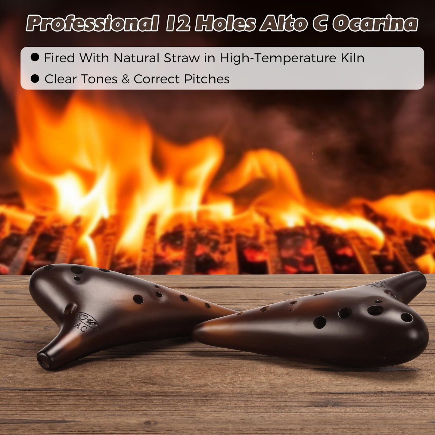 "Forest Whisper" 12 Hole Ocarina Classic Strawfire Masterpiece Collectible,alto C,recommended By Shop Owner