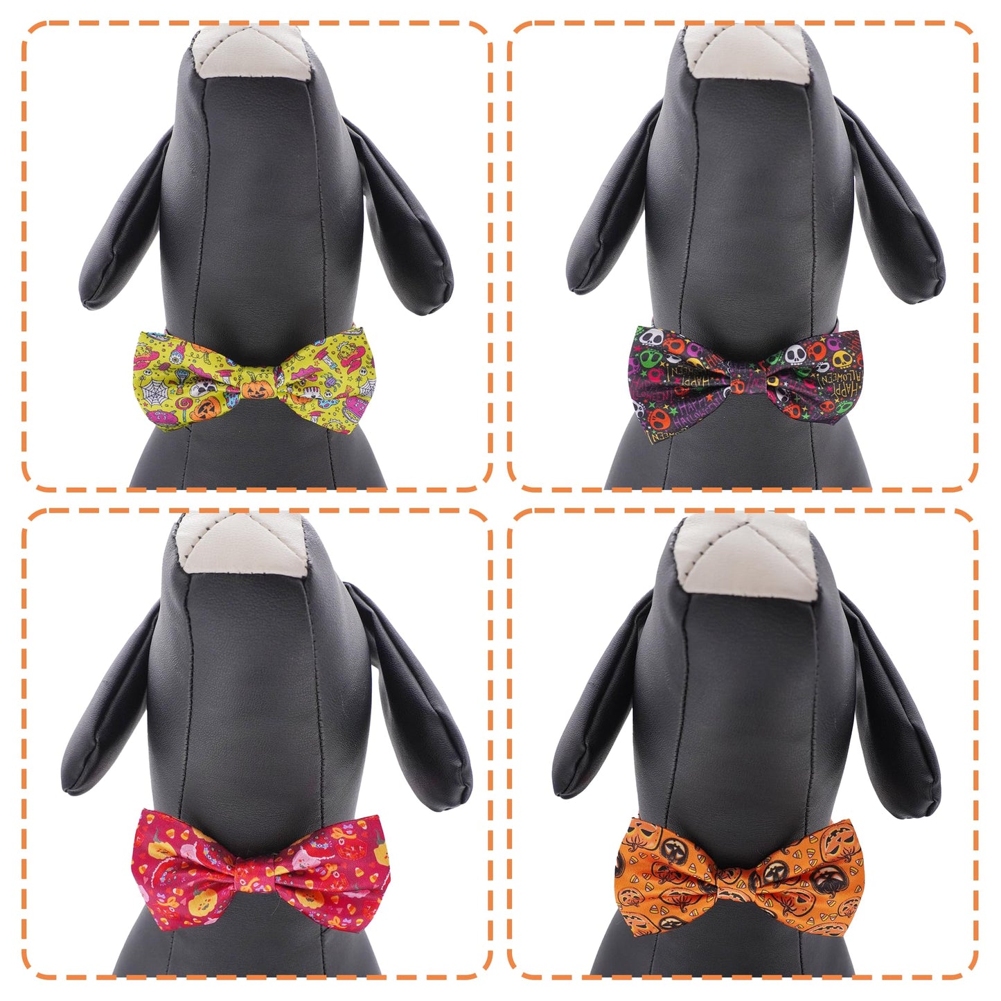 Pai Sence Halloween Dog Bow Ties for Small Dogs 30 PCS Dogs Bowties Bulk with Adjustable Ties Assorted Halloween Bow Ties Party Grooming S
