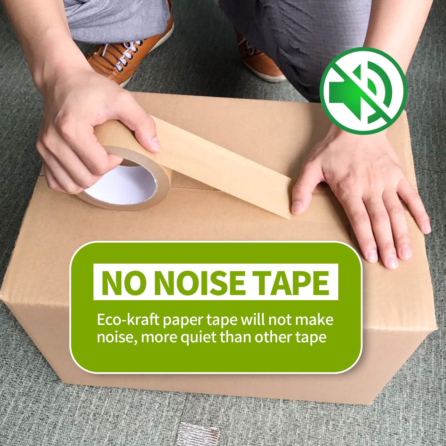 TAPEBEAR 6 Rolls Eco-Friendly Kraft Paper Tape, 2inch x 60yards Biodegradable Kraft Paper Tape, Recyclable Writable Packing Tape, Non-Coated Surface for Masking, Sealing, and Packaging Use