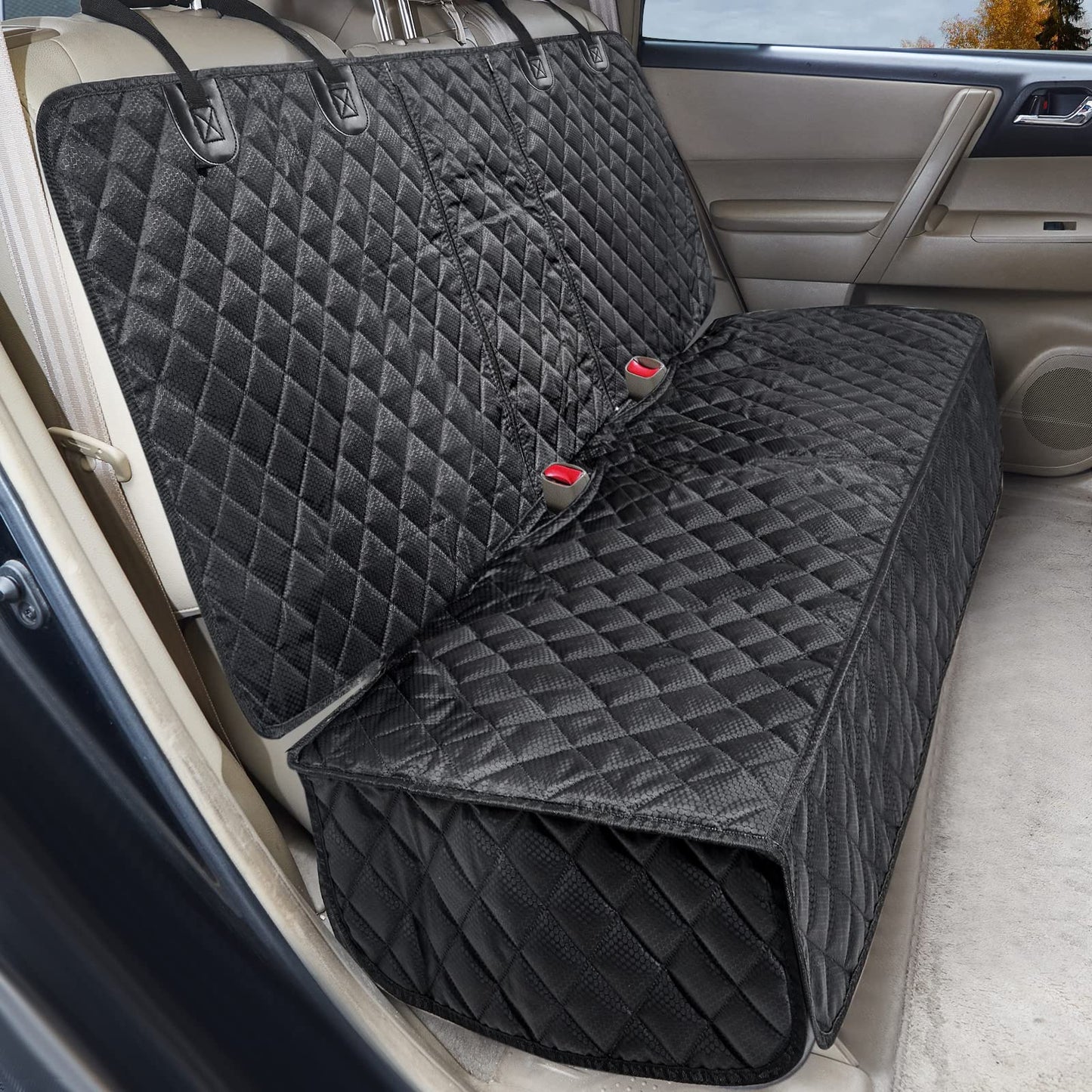 Dog Car Seat Cover for Back Seat Cover for Kids,Non Stick Fur Rear Seat Protector for Pet,Nonslip Waterproof Durable Universal Fit Interior Backseat Covers for Auto Van SUV (XL, Black)