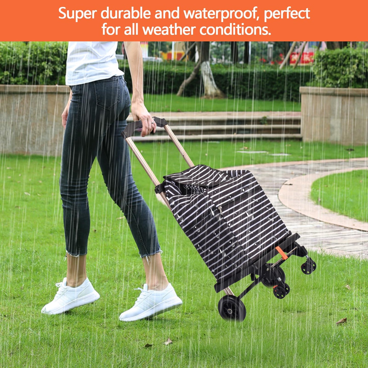 Rsemkkxce Shopping Cart with Wheels, Foldable Shopping Cart for Transportation and Camping Shopping Trolley