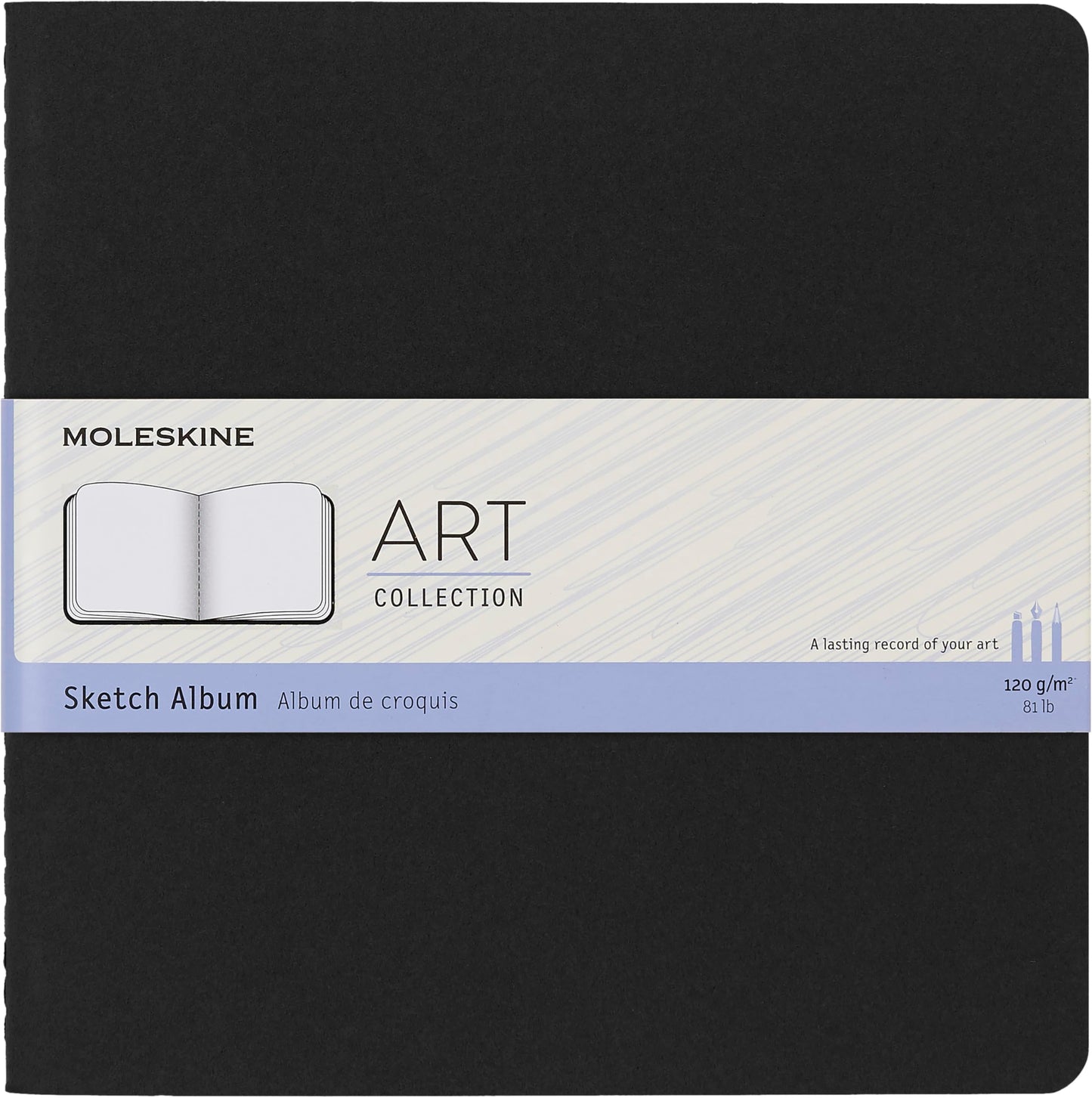 Moleskine Art Sketch Album, Hard Cover, Square (7.5" x 7.5") Plain/Blank, Black, 88 Pages