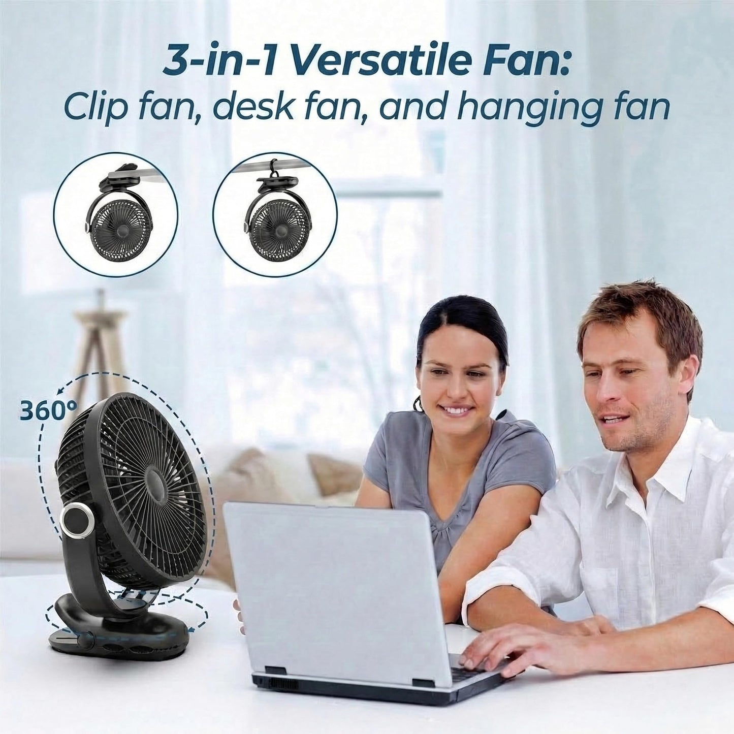 Nuerst 10000mAh 30hrs Rechargeable Fan Portable,8 Inch Battery Operated Clip on Fan, Quiet 4 Speeds, Sturdy Clamp for Golf Cart Desk Treadmill Camping Truck Outdoor Travel Home Office