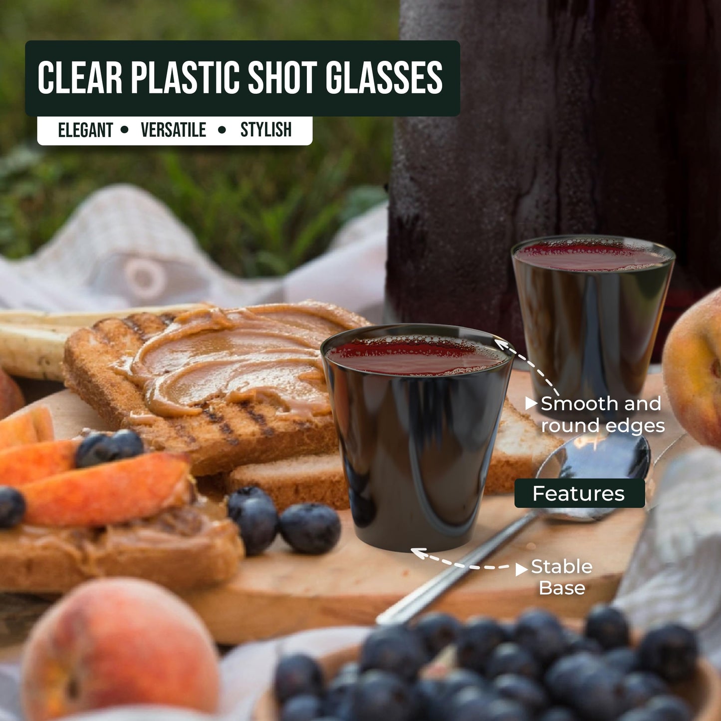 Exquisite Plastic Shot Glasses - 200 Count 2 Oz Smokey Dark Tinted Black Cups - Perfect Party Supplies for Cool and Cute Disposable Shots