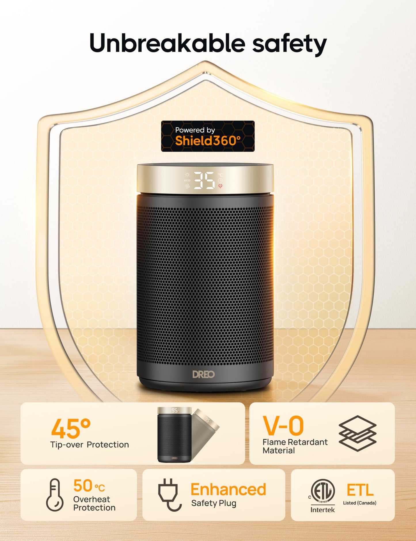 DREO Space Heater for Indoor Use, 1500W PTC Ceramic Safety Heater with Thermostat for Bedroom Home Office, Portable Electric Heaters with Remote, 3 Modes, Overheat & Tip Over Protection, 12H Timer