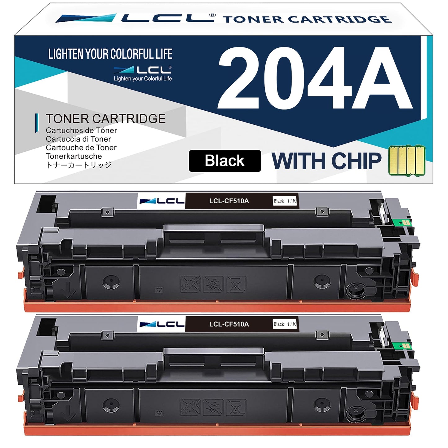 LCL Compatible Toner Cartridge for HP 204A CF510A (2-Pack Black) for HP Color LaserJet Pro M154 M154NW MFP M180 M180n M180nw MFP M181 M181 M181FW Printer M180fw M154a