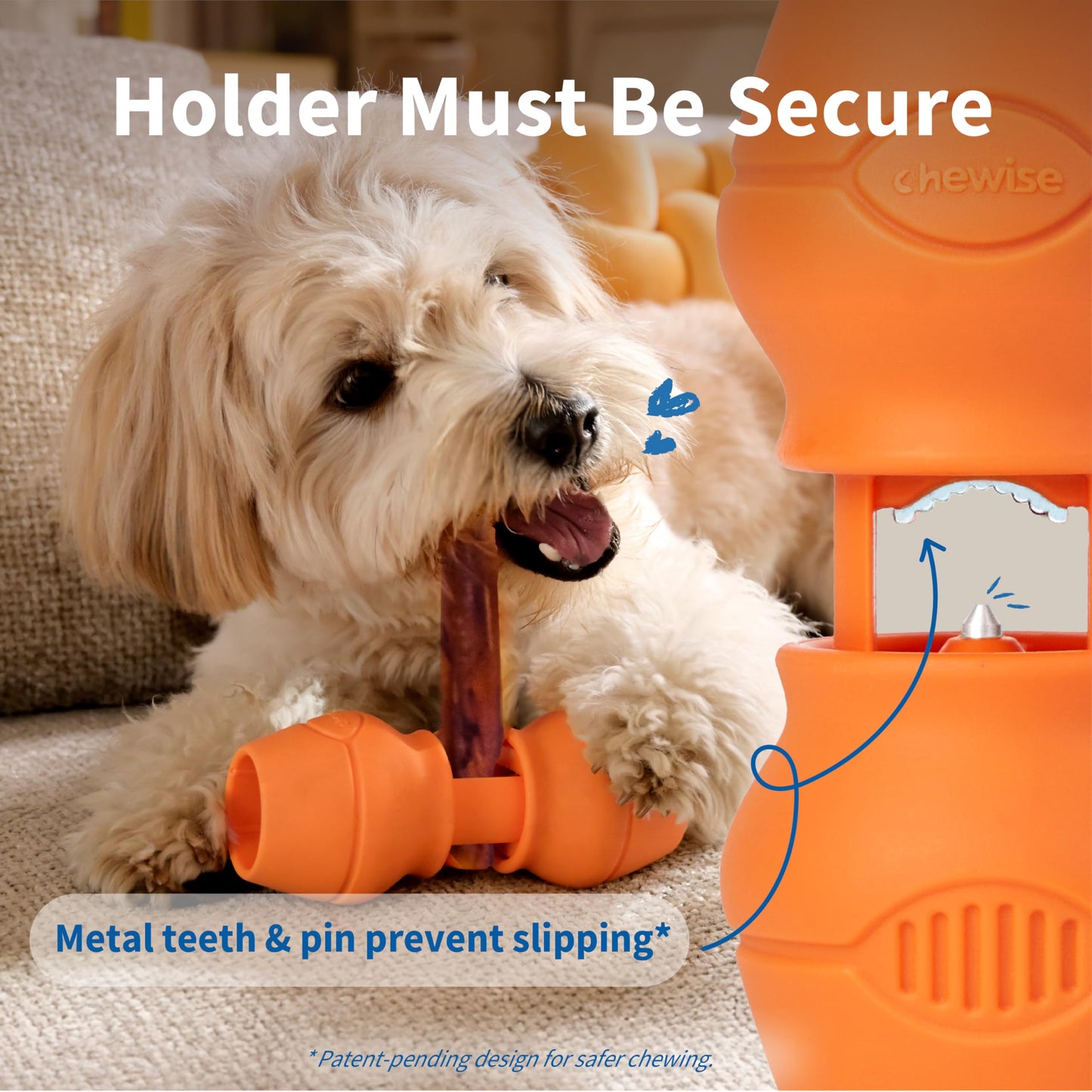 Chewise Bully Stick Holder for Dogs, BPA-Free Safety Dog Chew Holder to Prevent Choking, Fits Various Bully Sticks and Dog Sizes