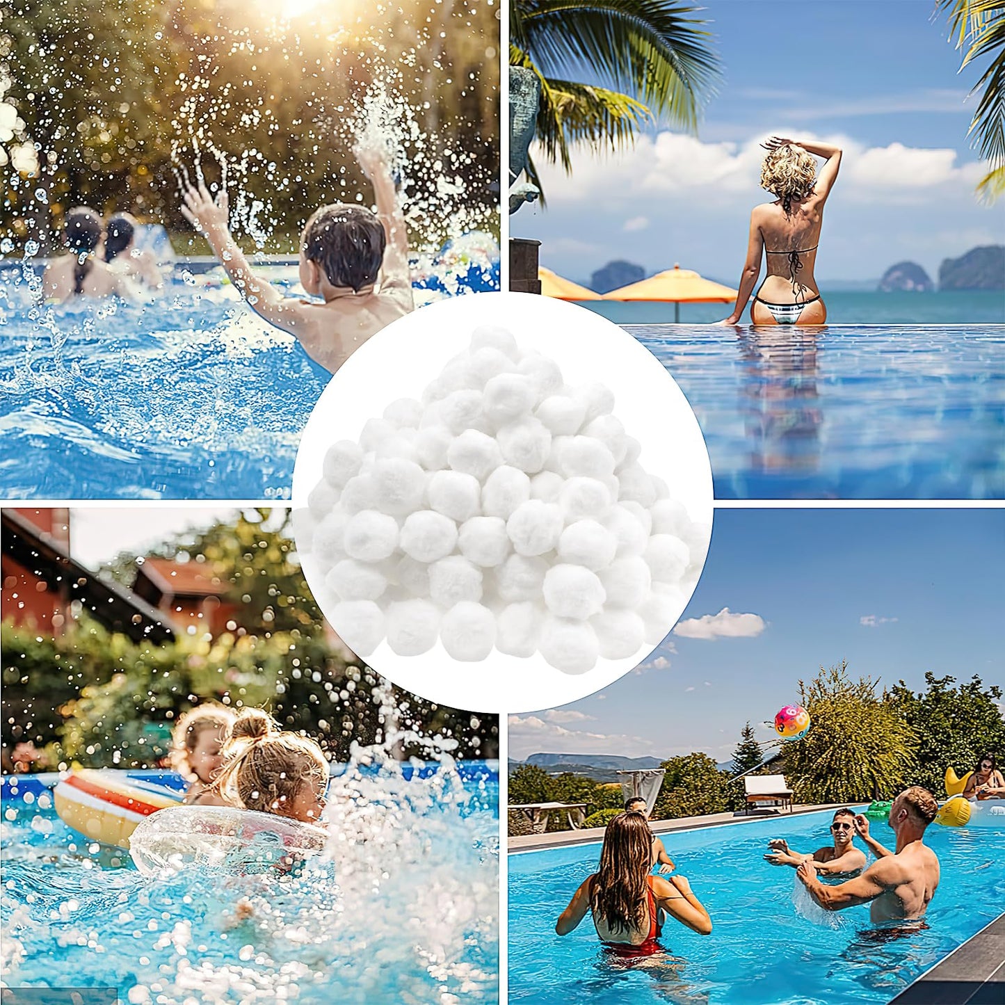 4.6 lbs Pool Filter Balls, Reusable Eco-Friendly Pool Sand Filter Replacement Fiber Filters Balls Swimming Pool Accessories for Swimming Pool Aquarium Filter Pump Fish Tank Sand Filters