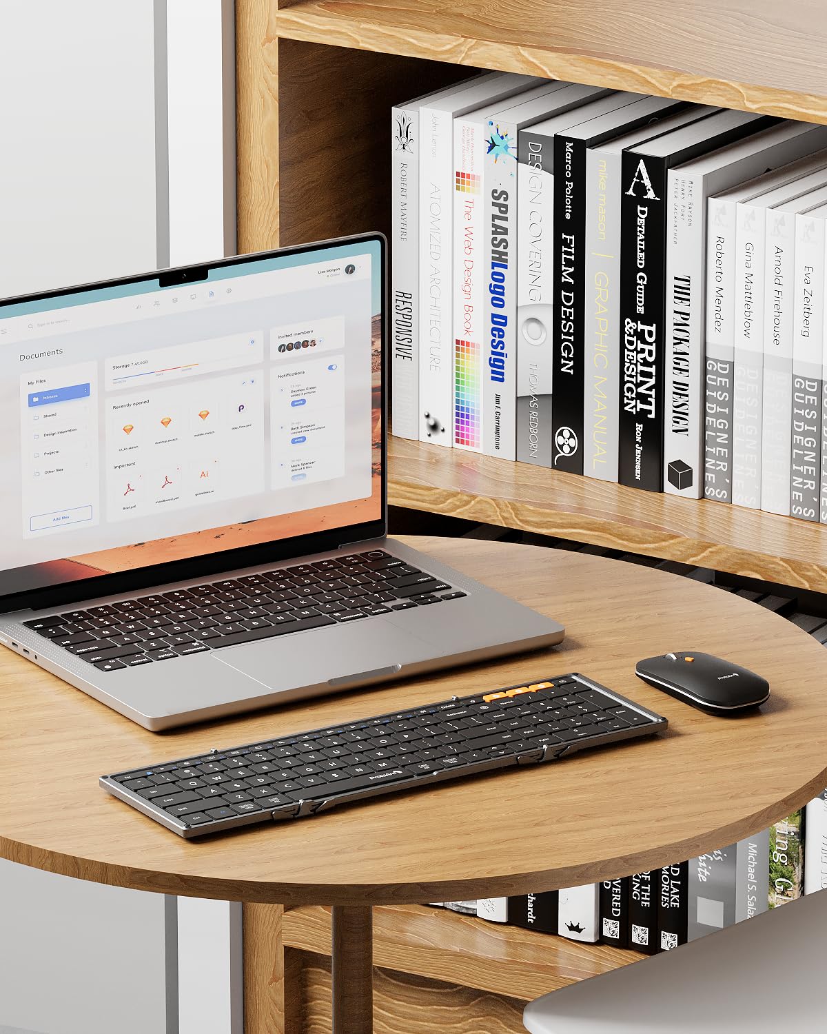 ProtoArc Foldable Keyboard and Mouse, XKM01 True Full-Size Folding Wireless Keyboard Mouse Combo for Business Travel, a Portable Office Suite On-the-Go, Compatible with Laptop iPad Tablet - Black Gray