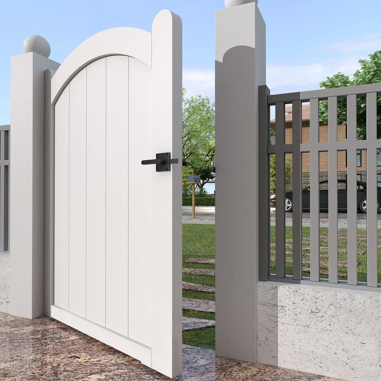 JUBEST Double Side Gate Latch, Heavy Duty Swinging Door Latch Gate Hardware for Outdoor Fence, Wooden Gates, Pool Gate, Backyard, Garden