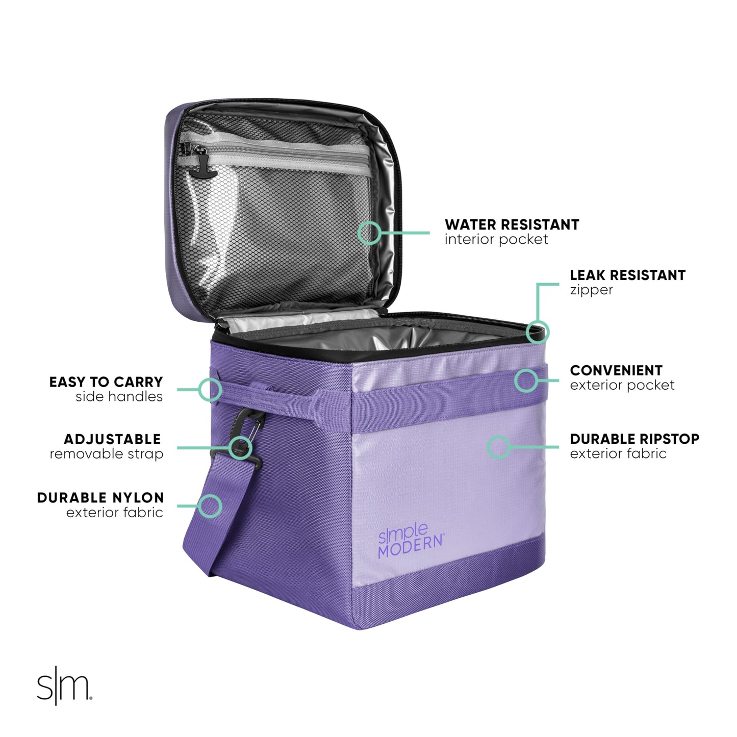 Simple Modern Day Cooler for 12 Cans | Soft Cooler Bag Insulated Ice Chest with Carrying Strap & Handle | Lunch Box for Travel, Camping, Work, Beach, Picnic, Game Day | 11 Liter | Electric Lavender