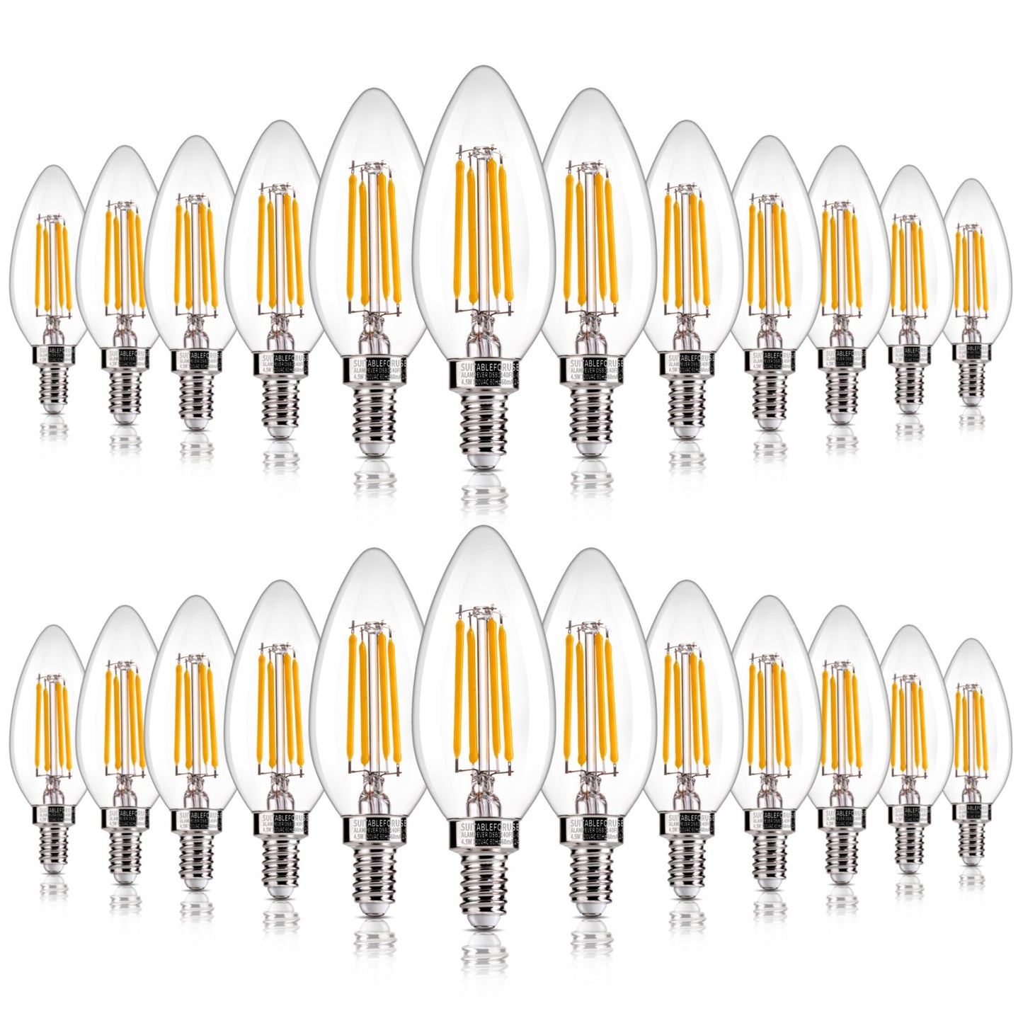 ALAMPEVER Chandelier Light Bulbs, 60W Equivalent Candelabra Bulb, E12 LED Bulb 2700K Soft White, 450LM, Candle Light Bulbs, 24 Pack