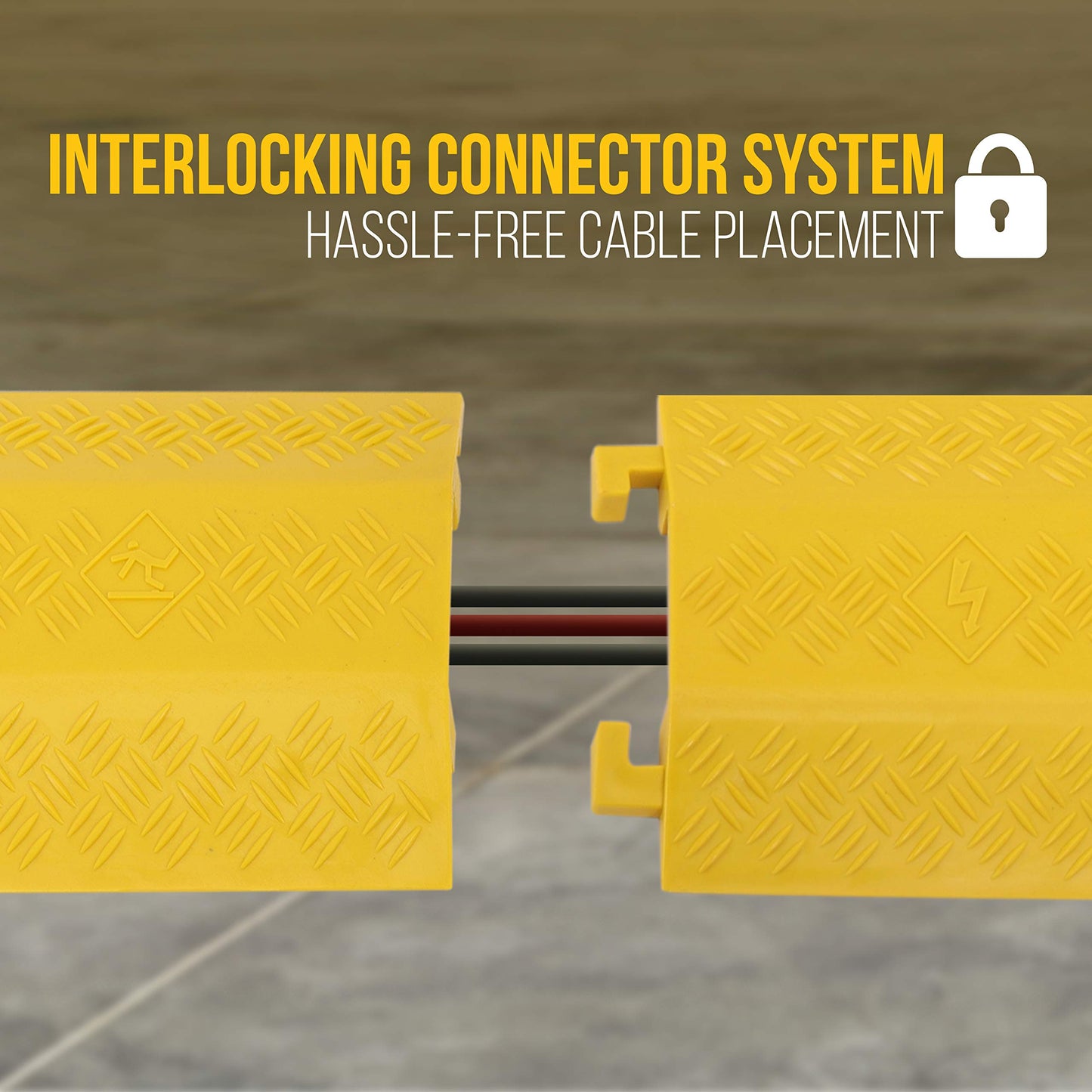 Durable Cable Ramp Protective Cover - 2,000 lbs Max Heavy Duty Drop Over Hose & Cable Track Protector, Safe in High Walking Traffic Areas - Cable Concealer for Outdoor & Indoor Use