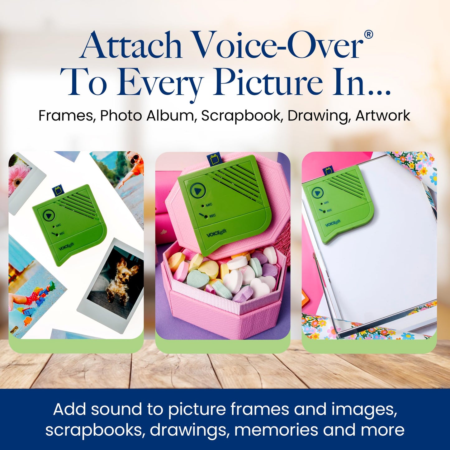 VoiceGift Voice-Over® – Voice Recorder with Playback, Audio & Digital Recorder for Picture Frame, Portable Record Player & Customizable Sound Gifting & Crafting