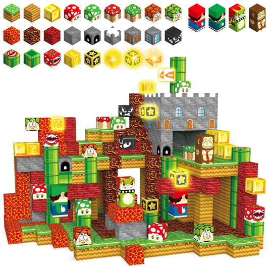 1 Inch Magnetic Blocks Building Set 200Pcs, Light Up Magnetic Building Blocks Magnet Building Toy Set Magnetic Constructions Stacking Sensory STEM Toys for Toddler Boys Girls Christmas Birthday Gifts